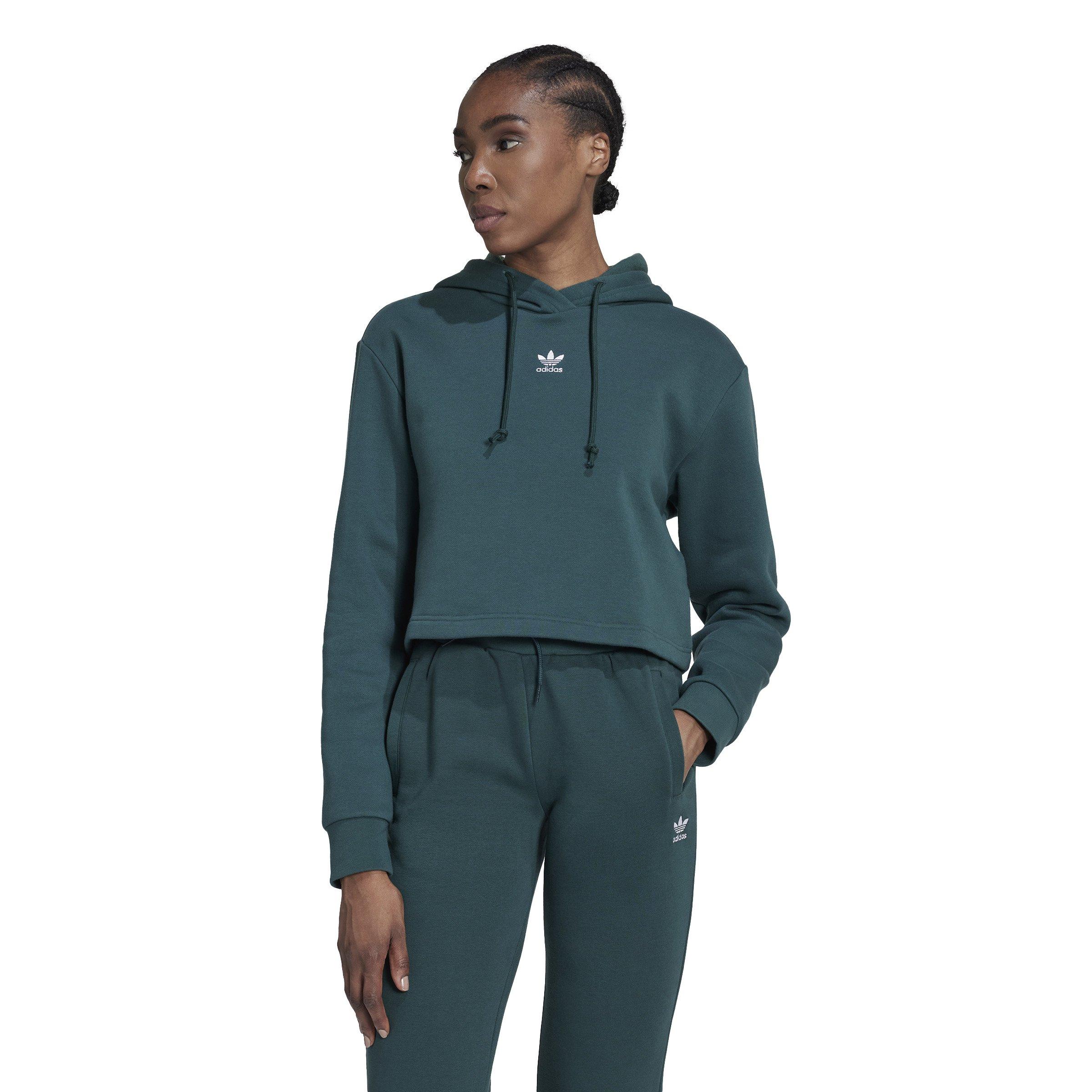 Adidas cropped hoodie outlet collegiate green