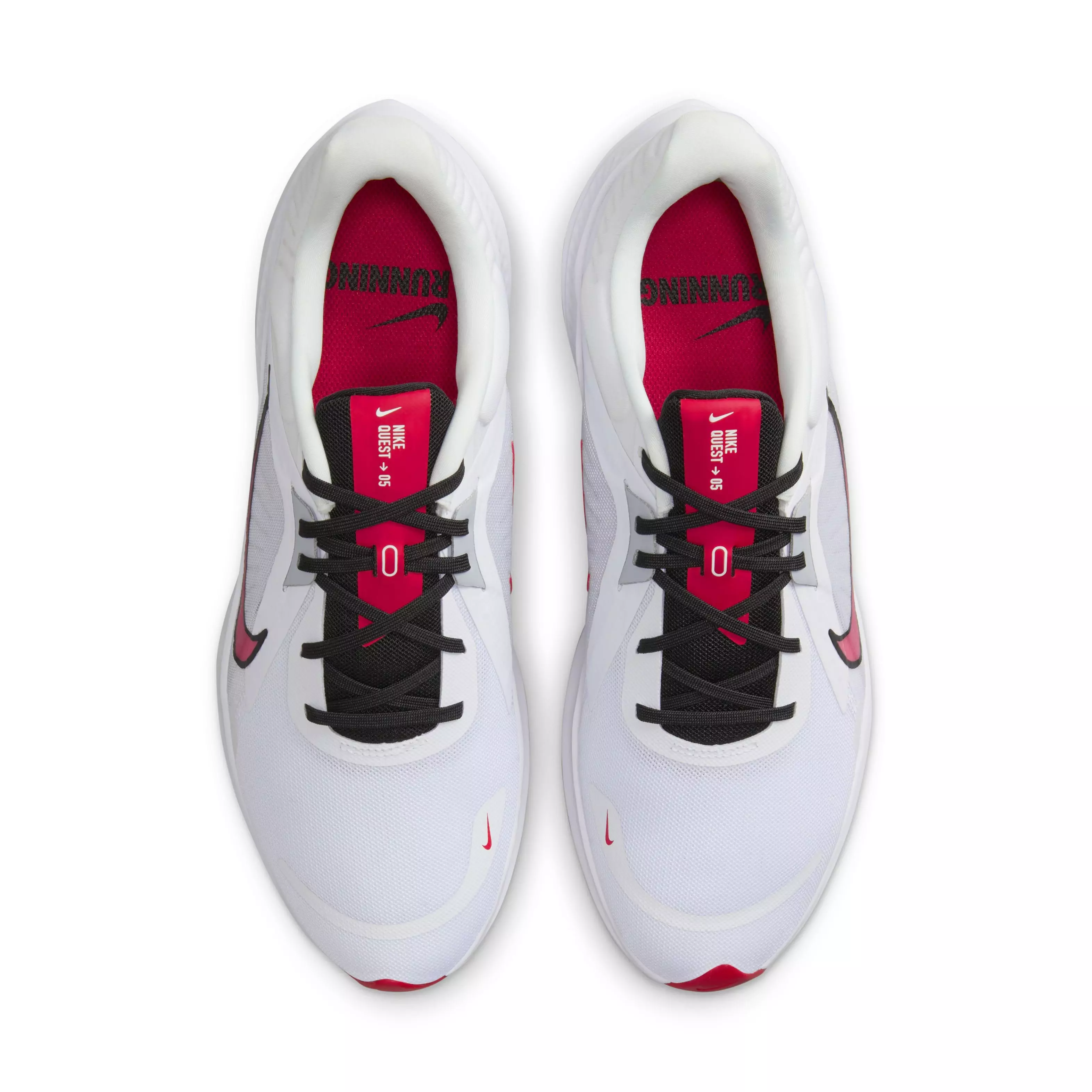 Nike Quest 5 "White/Light Smoke Grey/Black/Fire Red" Men's Running Shoe - WHITE/LT GREY/BLACK/RED