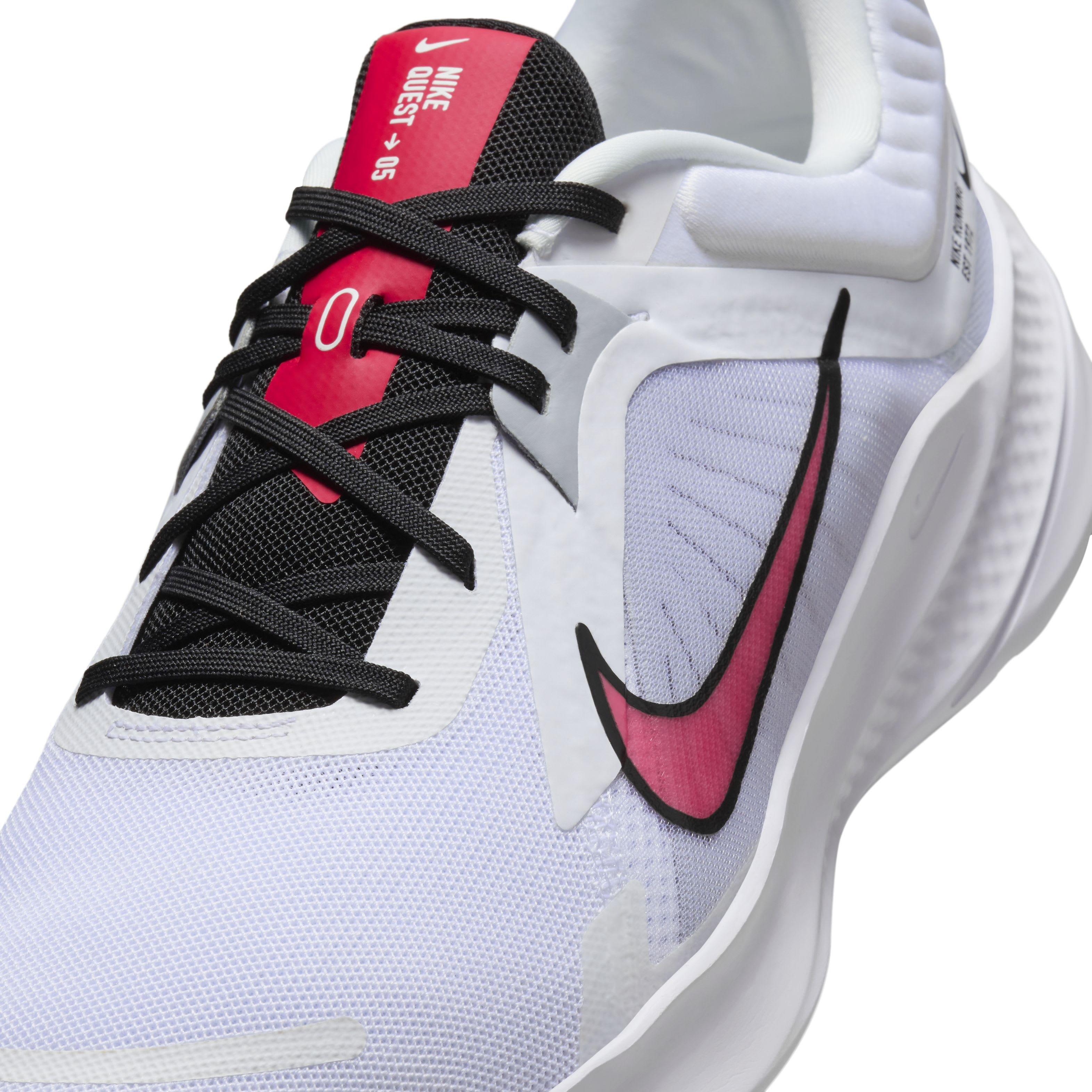 Nike Quest 5 "White/Light Smoke Grey/Black/Fire Red" Men's Running Shoe - WHITE/LT GREY/BLACK/RED Thumbnail View 7