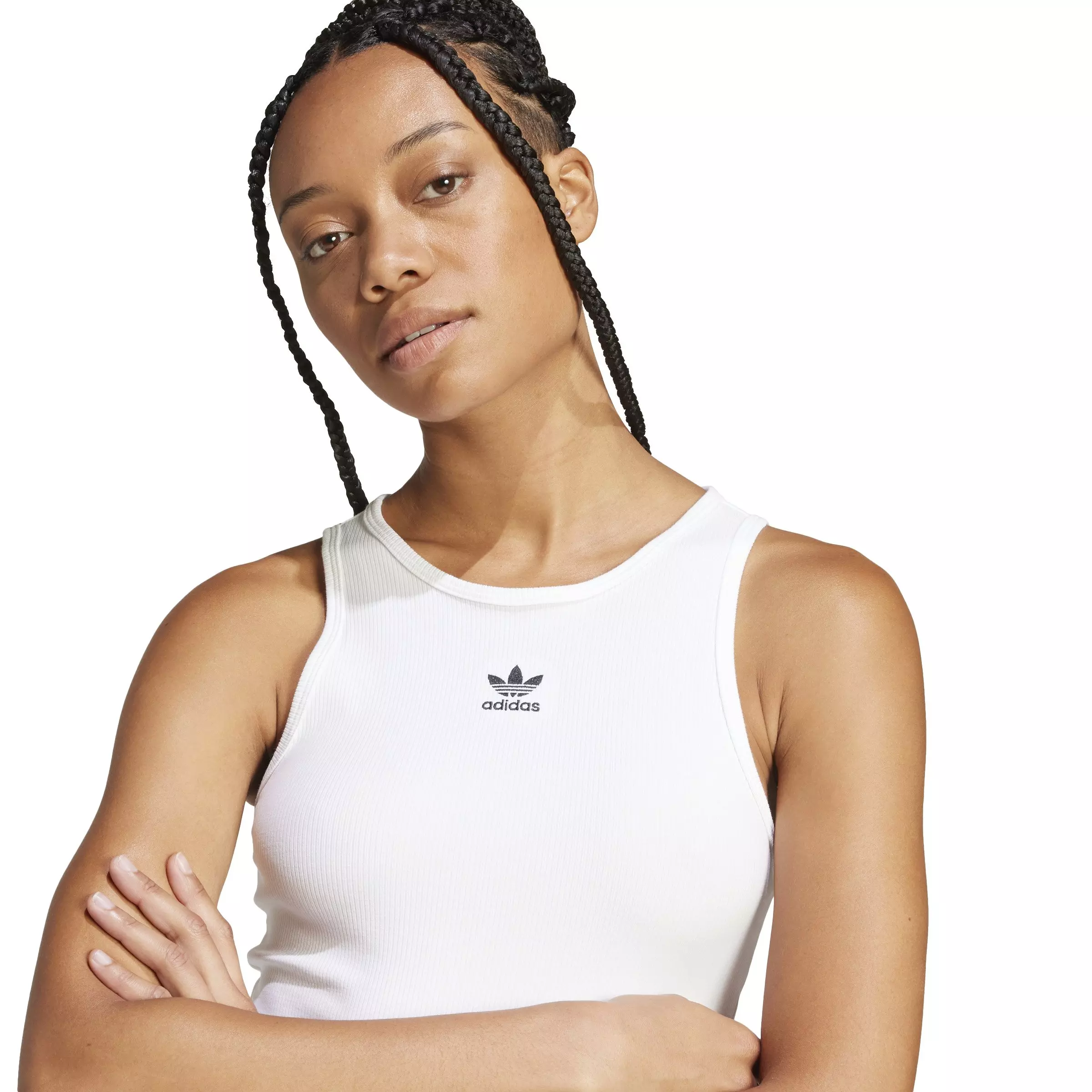 adidas Originals Women's Essentials Ribbed Tank Top -White - WHITE