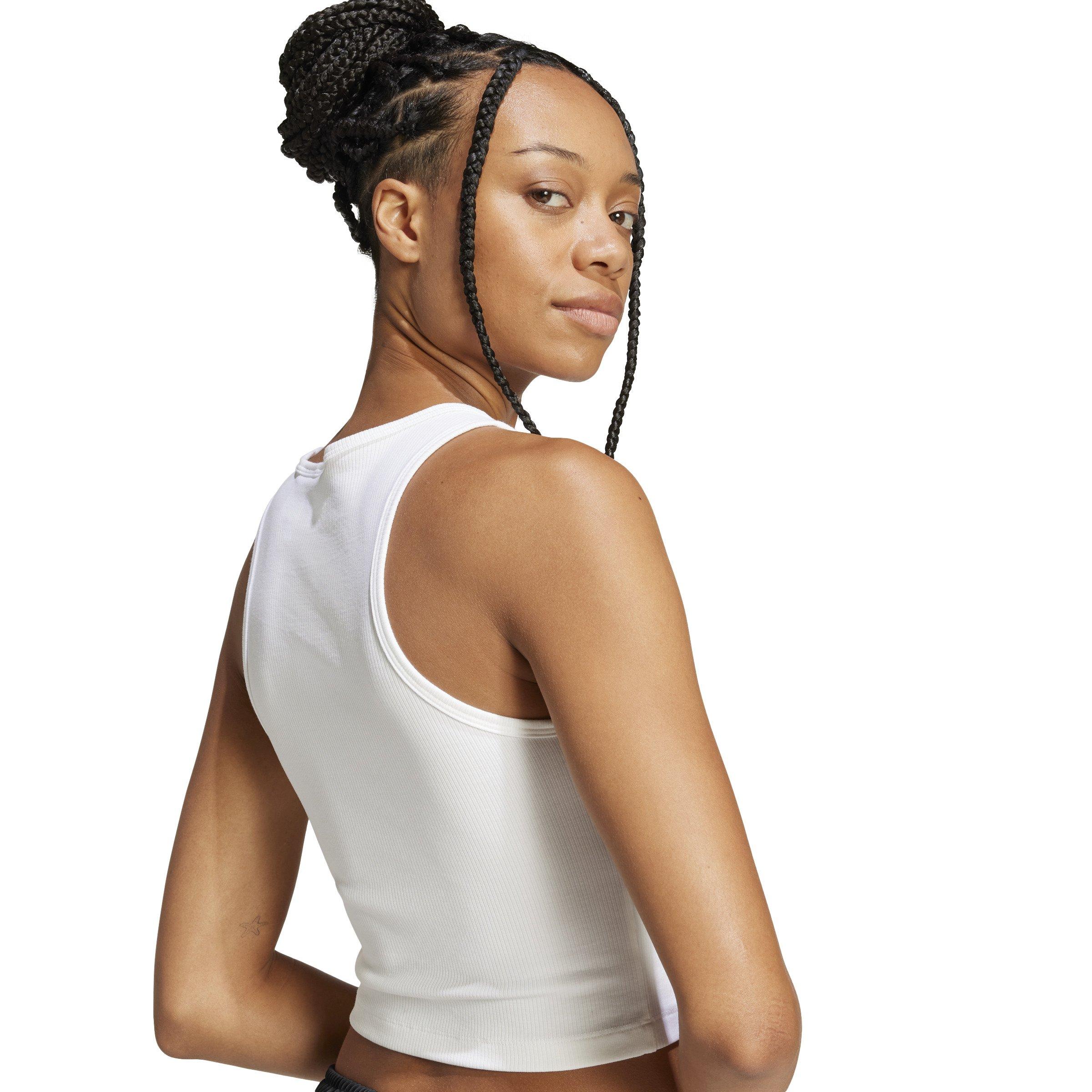 adidas Originals Women's Essentials Ribbed Tank Top -White - WHITE Thumbnail View 4