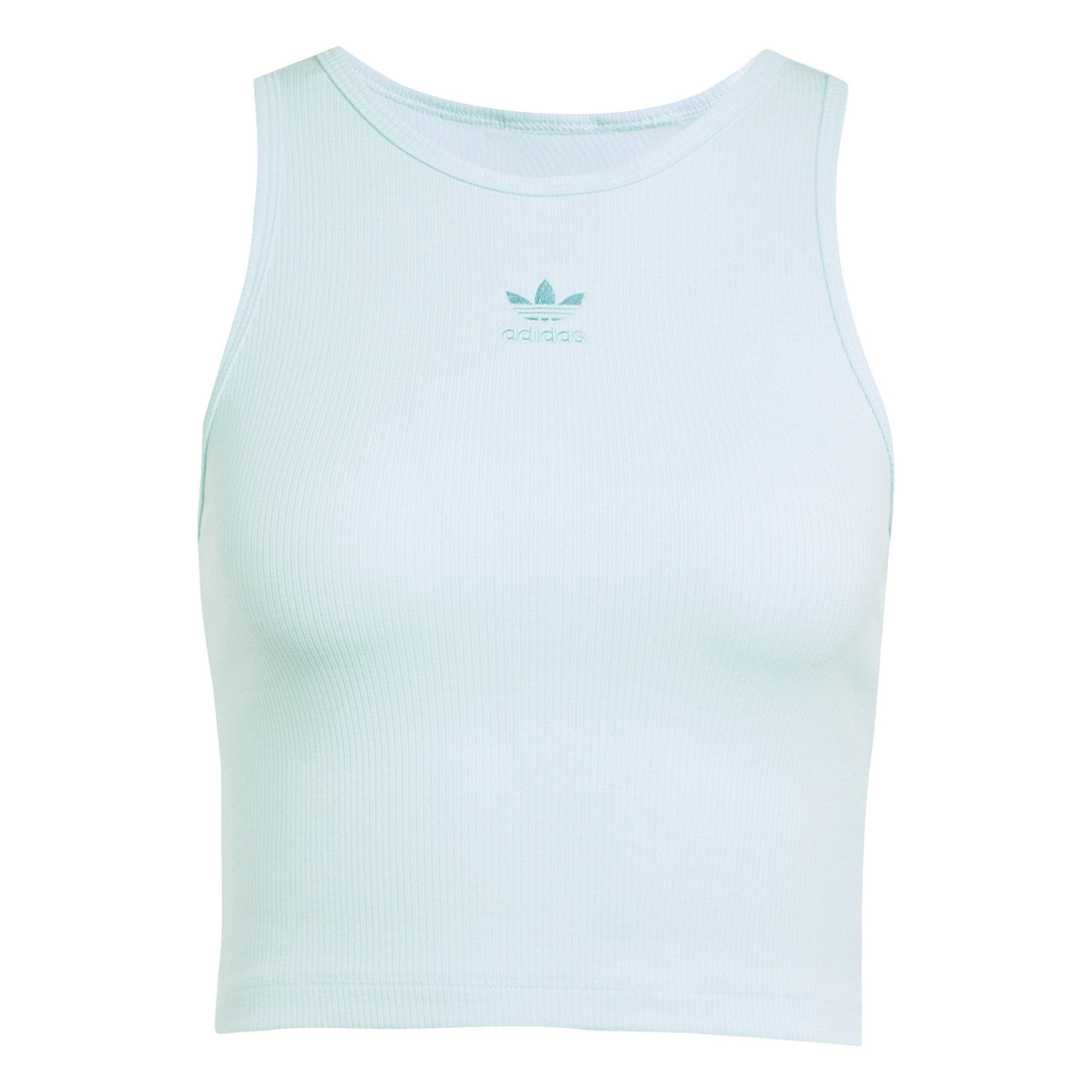 adidas Originals Women's Essentials Ribbed Tank Top -Turquoise - TURQUOISE  Thumbnail View 6