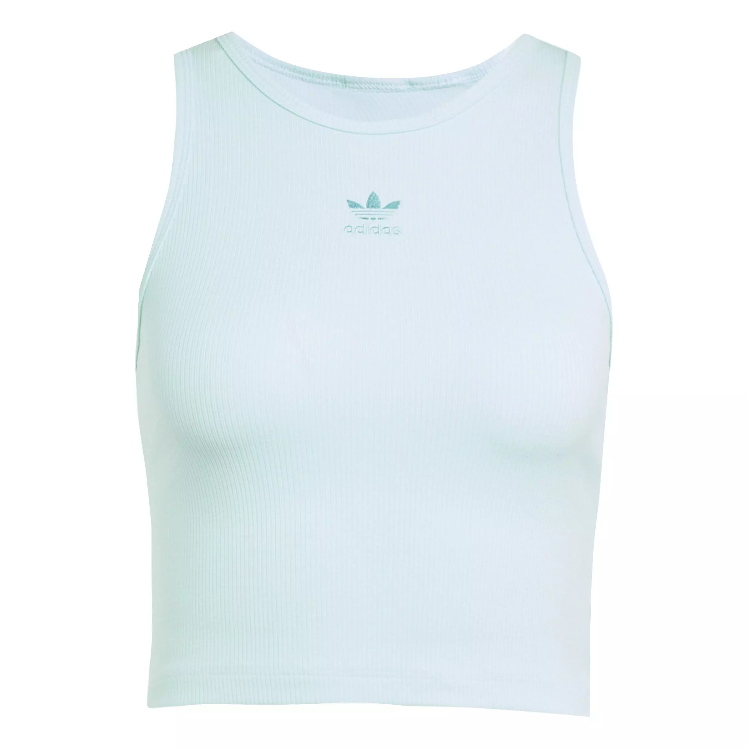 adidas Originals Women's Essentials Ribbed Tank Top -Turquoise - TURQUOISE 