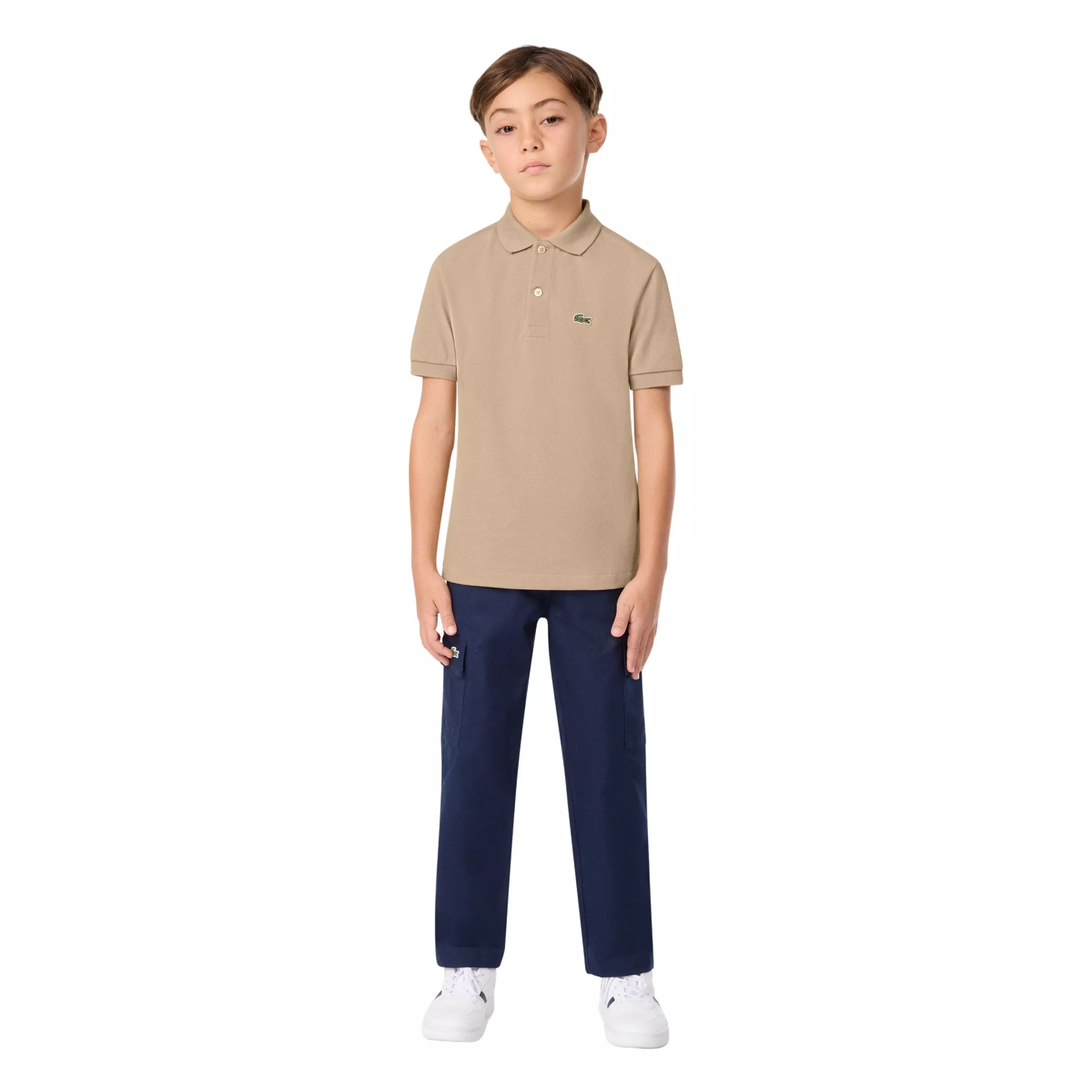 Lacoste Big Boys' Non-Organic Petit Pique Polo - Beige - BEIGE