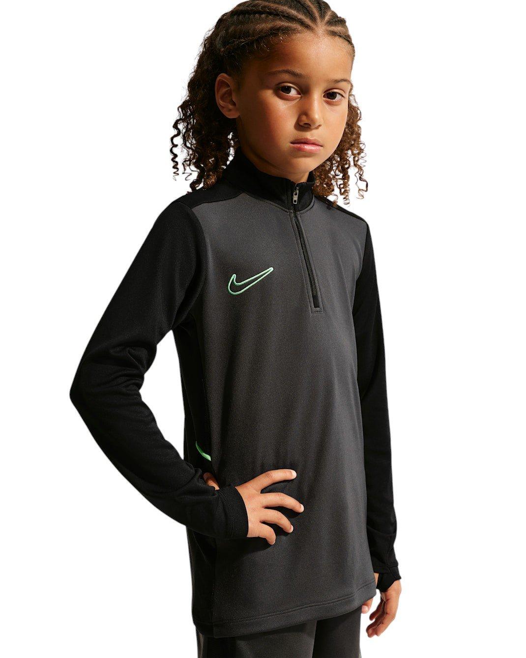 Nike Big Kids' Academy25 Dri-FIT Long-Sleeve 1/4-Zip Soccer Drill Top - Anthracite/Green - ANTHRACITE/GREEN Thumbnail View 3
