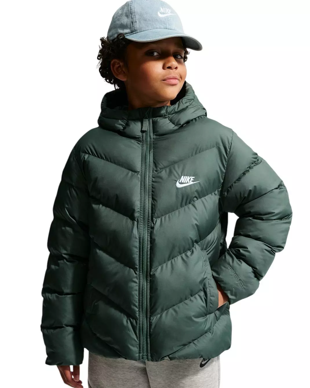 Nike Big Kids' Sportswear All Day Play Therma-FIT Loose-Fit Puffer Jacket - Green - GREEN