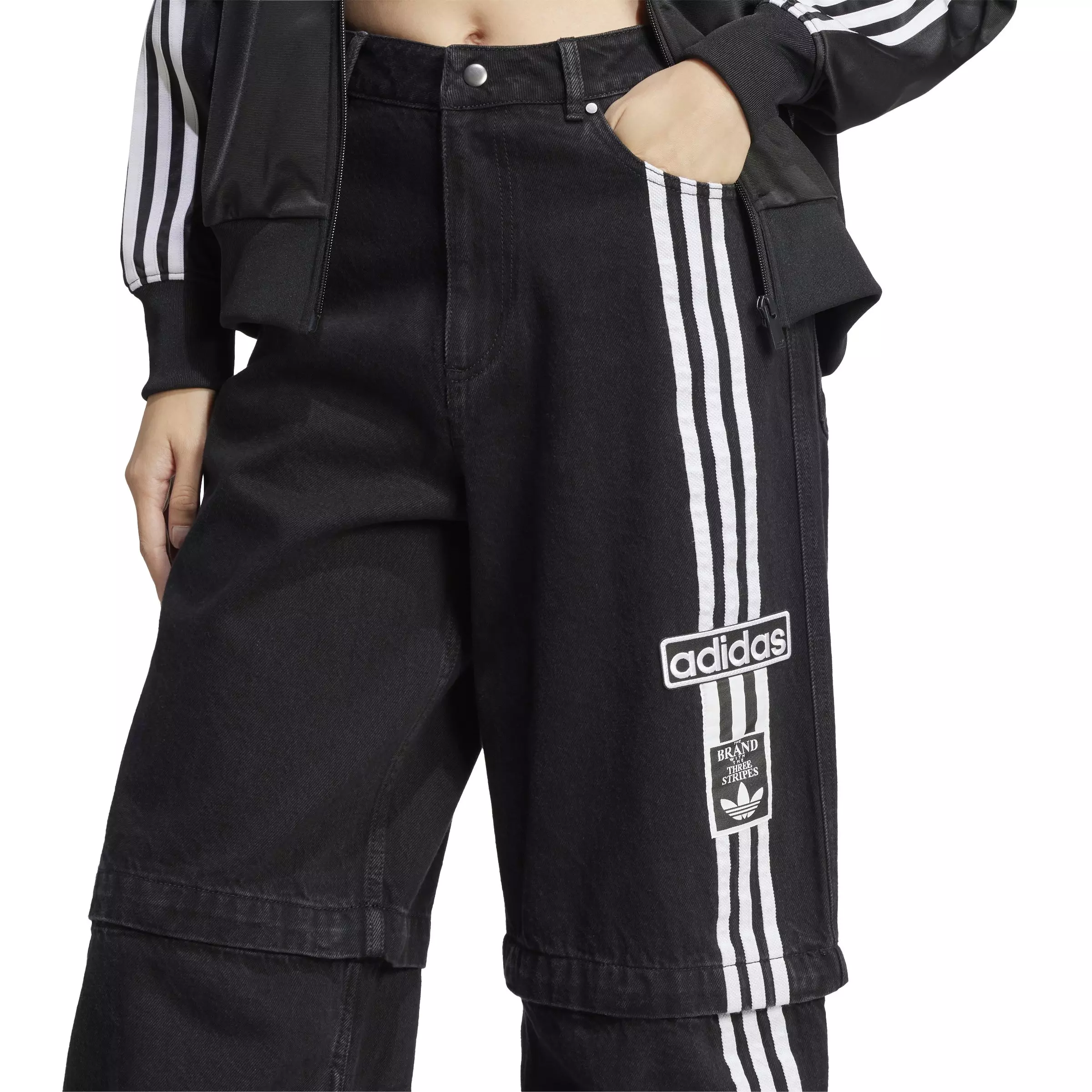 adidas Originals Women's Adibreak Denim Two-In-One Pants -Black - DENIM BLACK