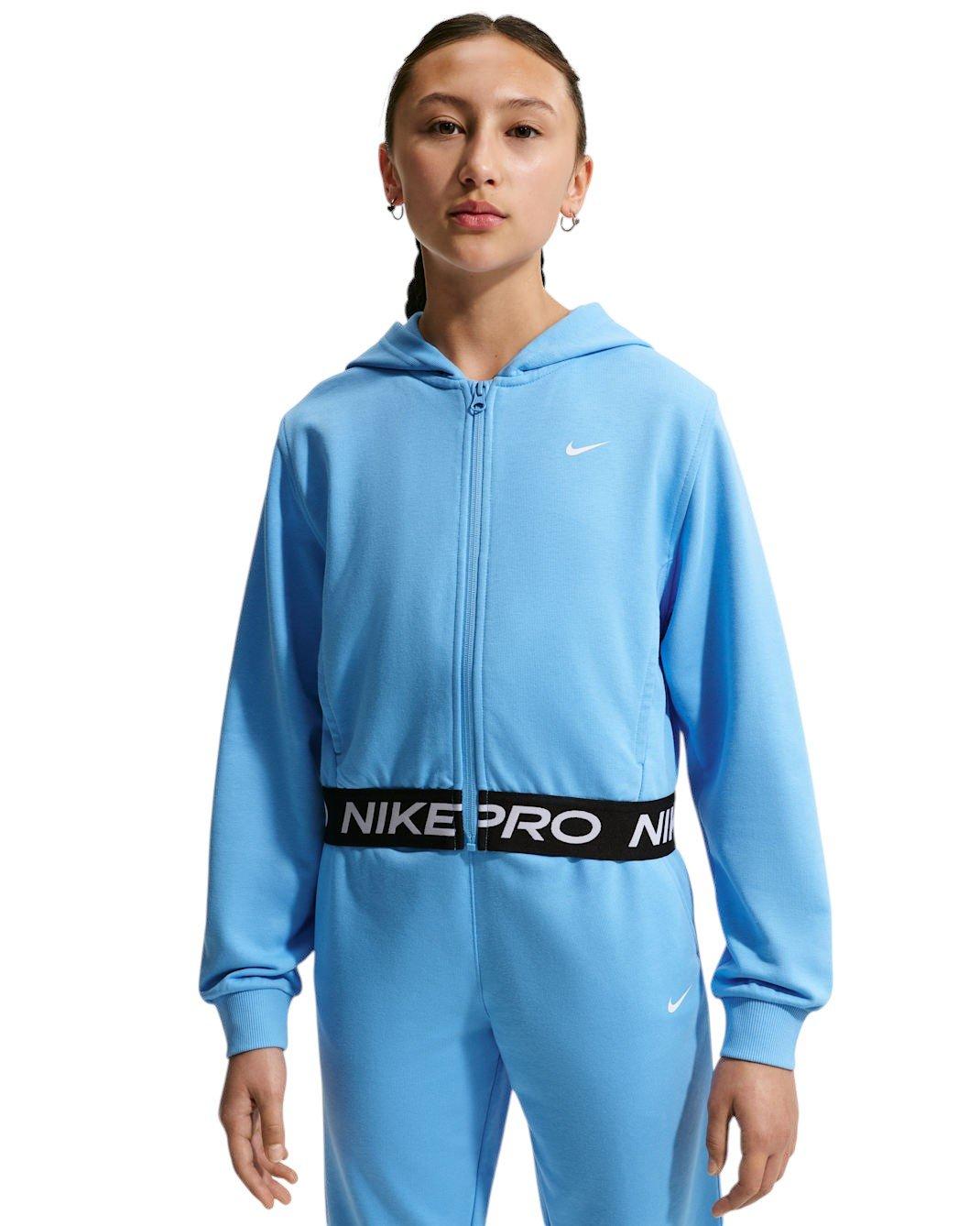 Nike Pro Fleece Big Girls' Football Blue Dri-Fit Full-Zip Jacket