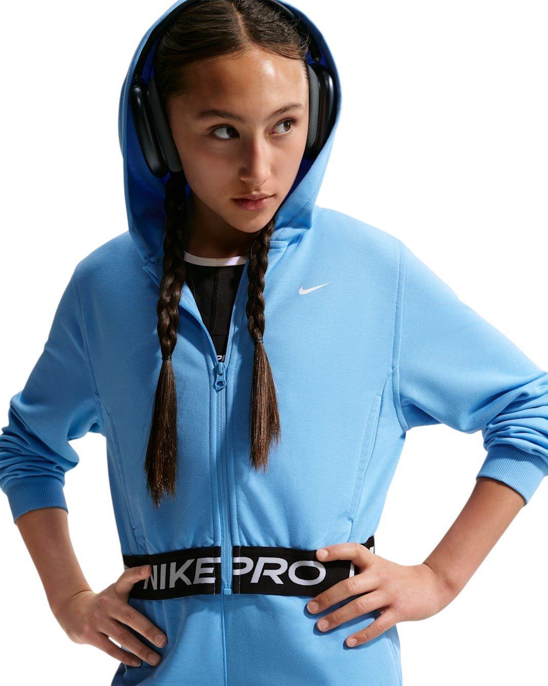 Nike Big Girls' Pro Fleece Dri-FIT Full-Zip Jacket - Football Blue - FOOTBALL BLUE Thumbnail View 3