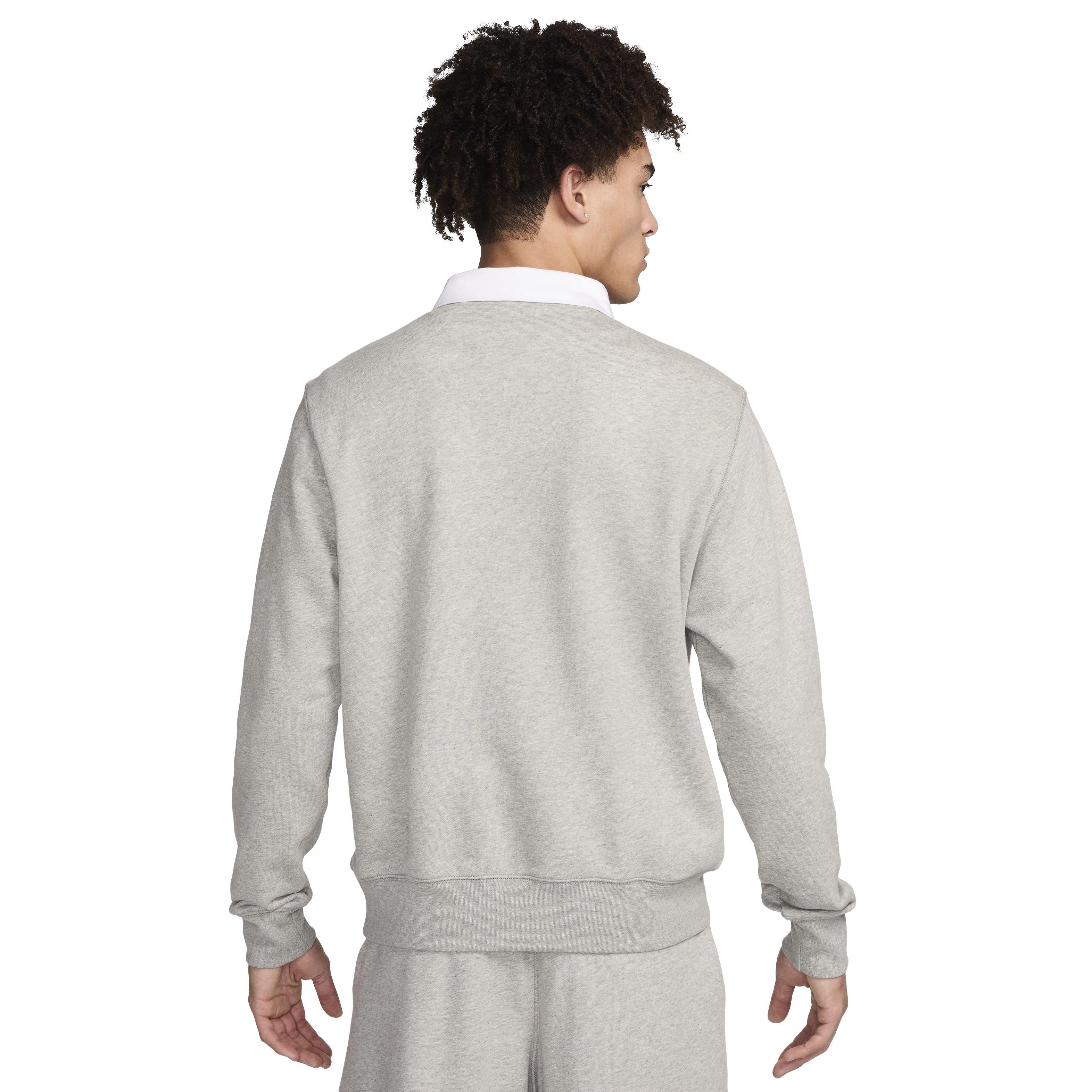 Nike Men's Club HBR Fleece Long-Sleeve Polo - GREY Thumbnail View 2