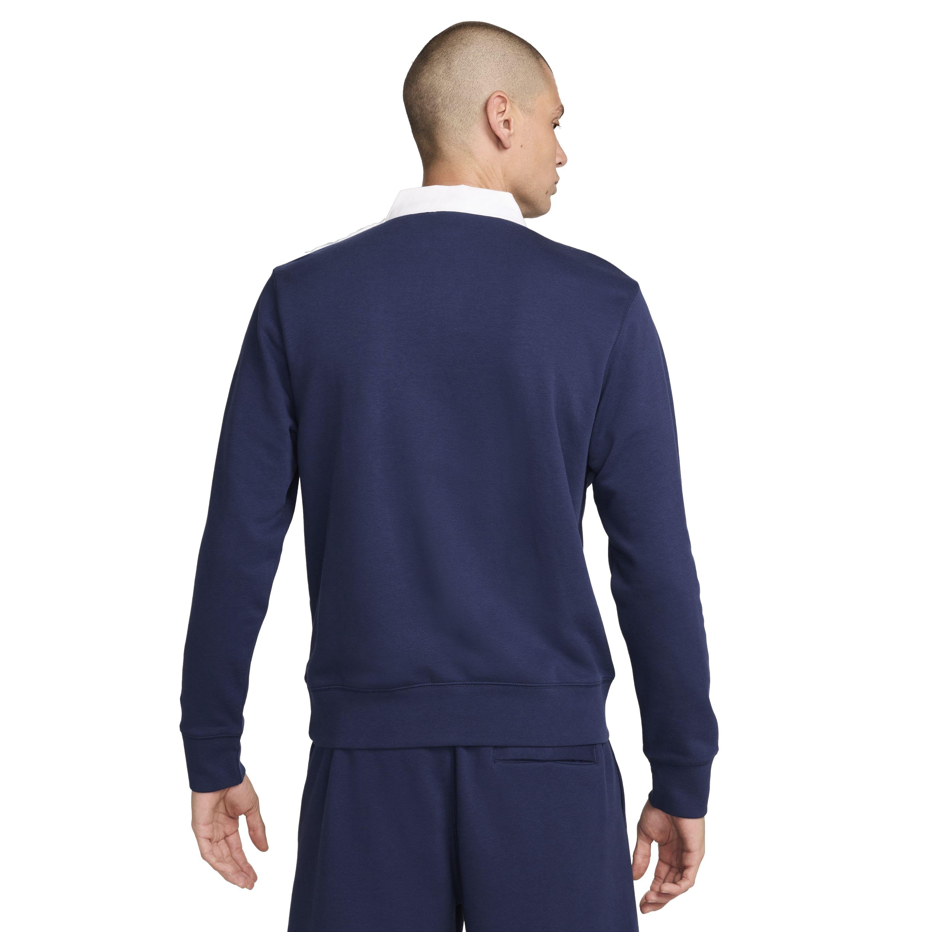 Nike Men's Club HBR Fleece Long-Sleeve Polo - BLUE Thumbnail View 2