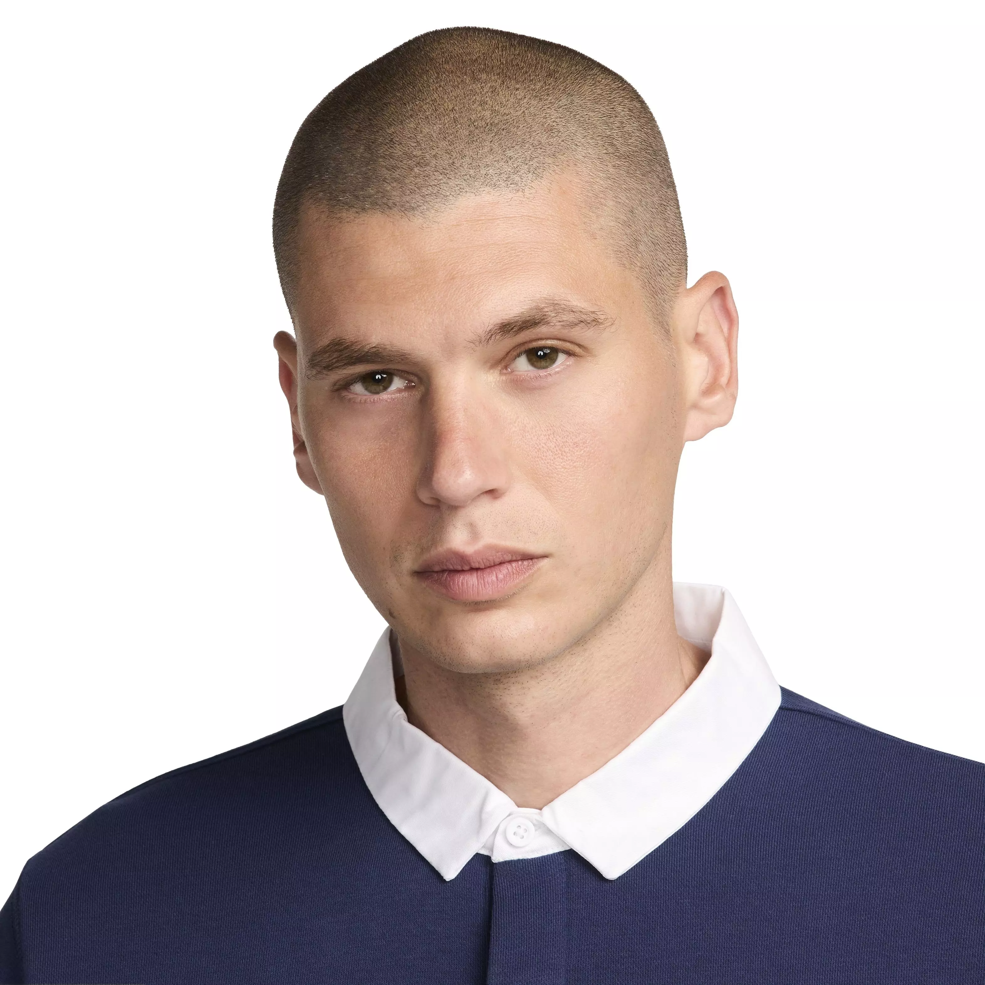 Nike Men's Club HBR Fleece Long-Sleeve Polo - BLUE