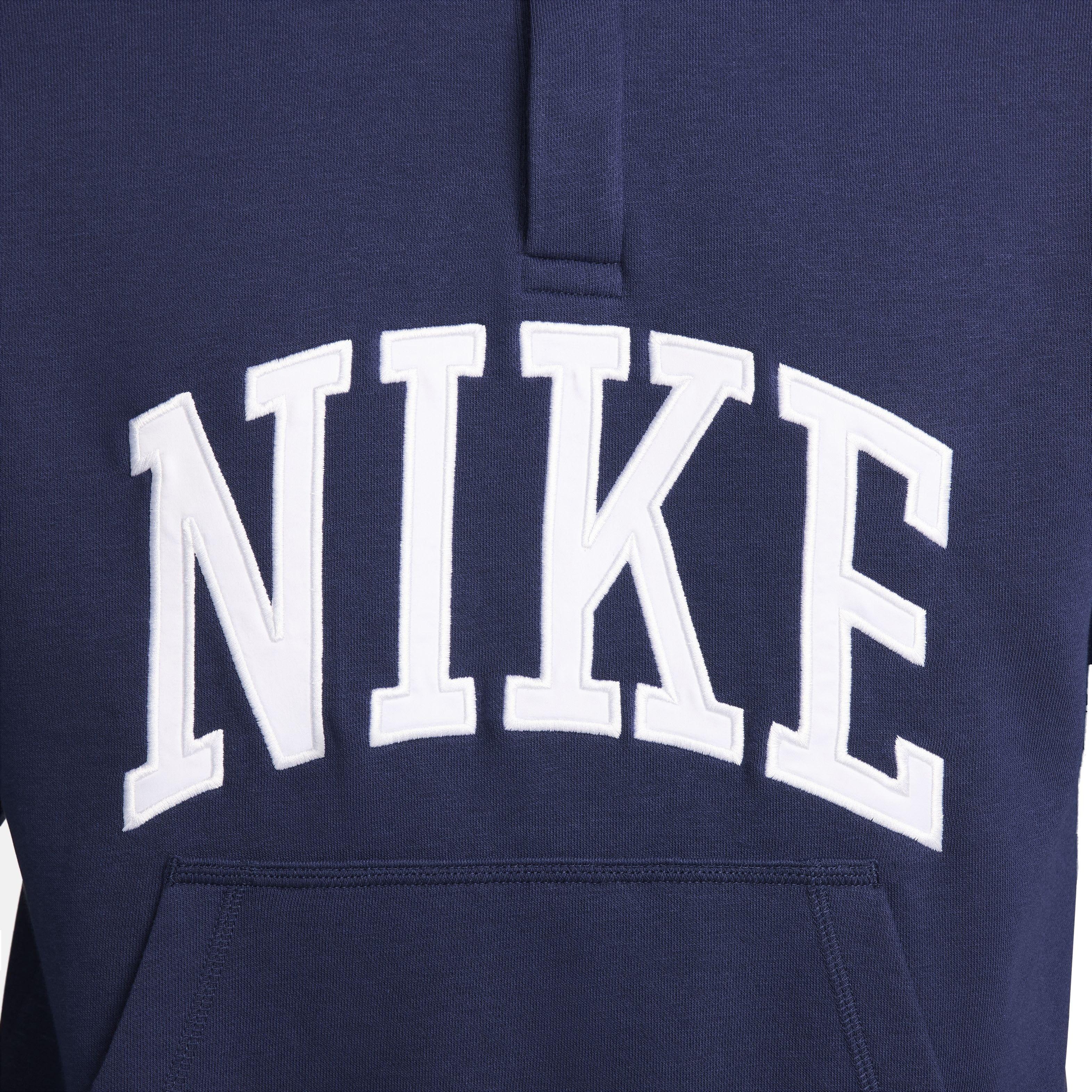 Nike Men's Club HBR Fleece Long-Sleeve Polo - BLUE Thumbnail View 4