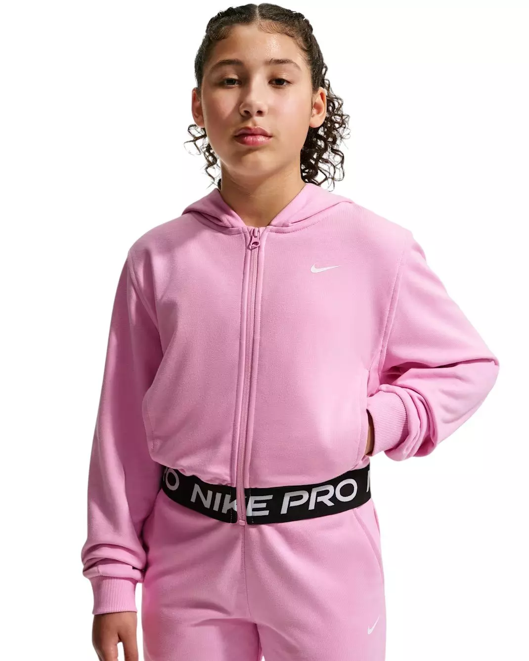 Nike Big Girls' Pro Fleece Dri-FIT Full-Zip Jacket - Pink - PINK