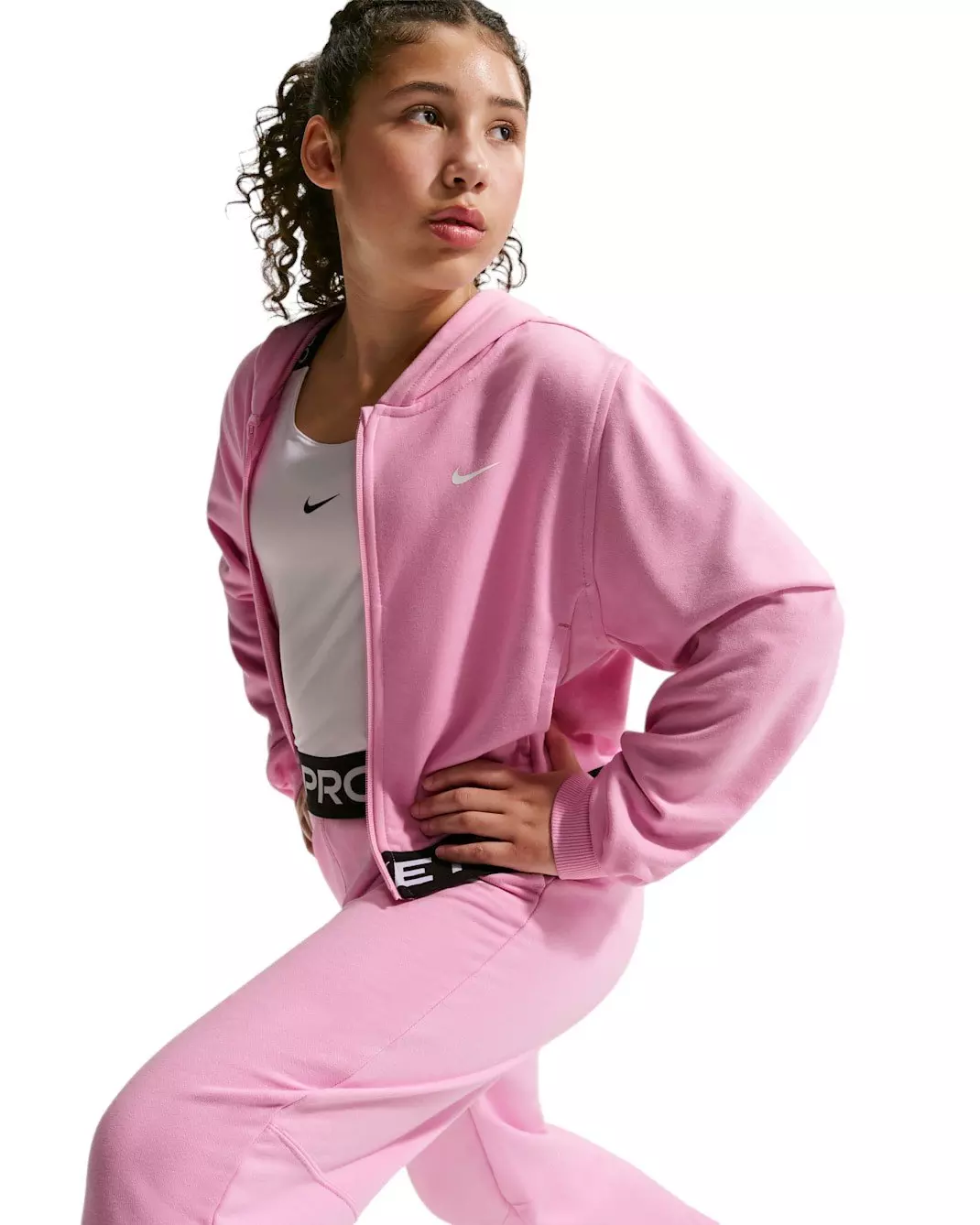 Nike Big Girls' Pro Fleece Dri-FIT Full-Zip Jacket - Pink - PINK