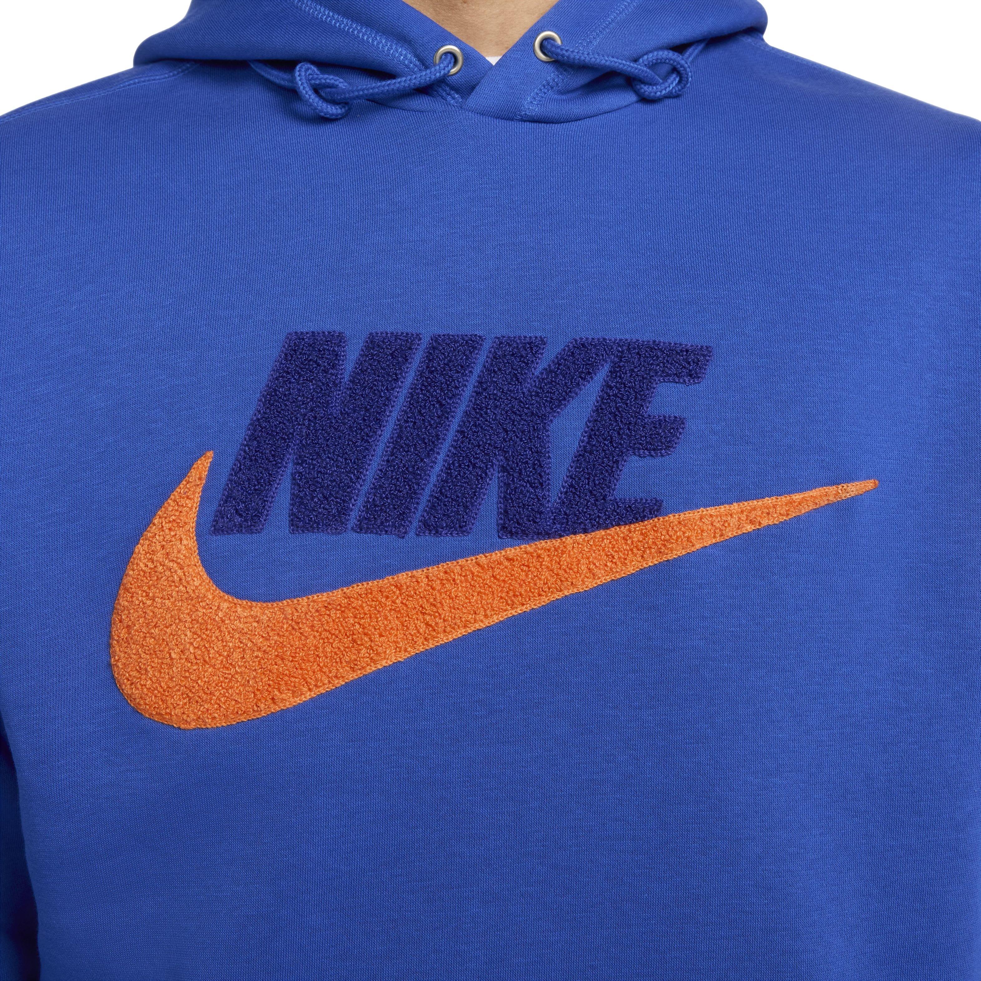Nike Men's Club Fleece Pullover Hoodie - Blue - BLUE Thumbnail View 4