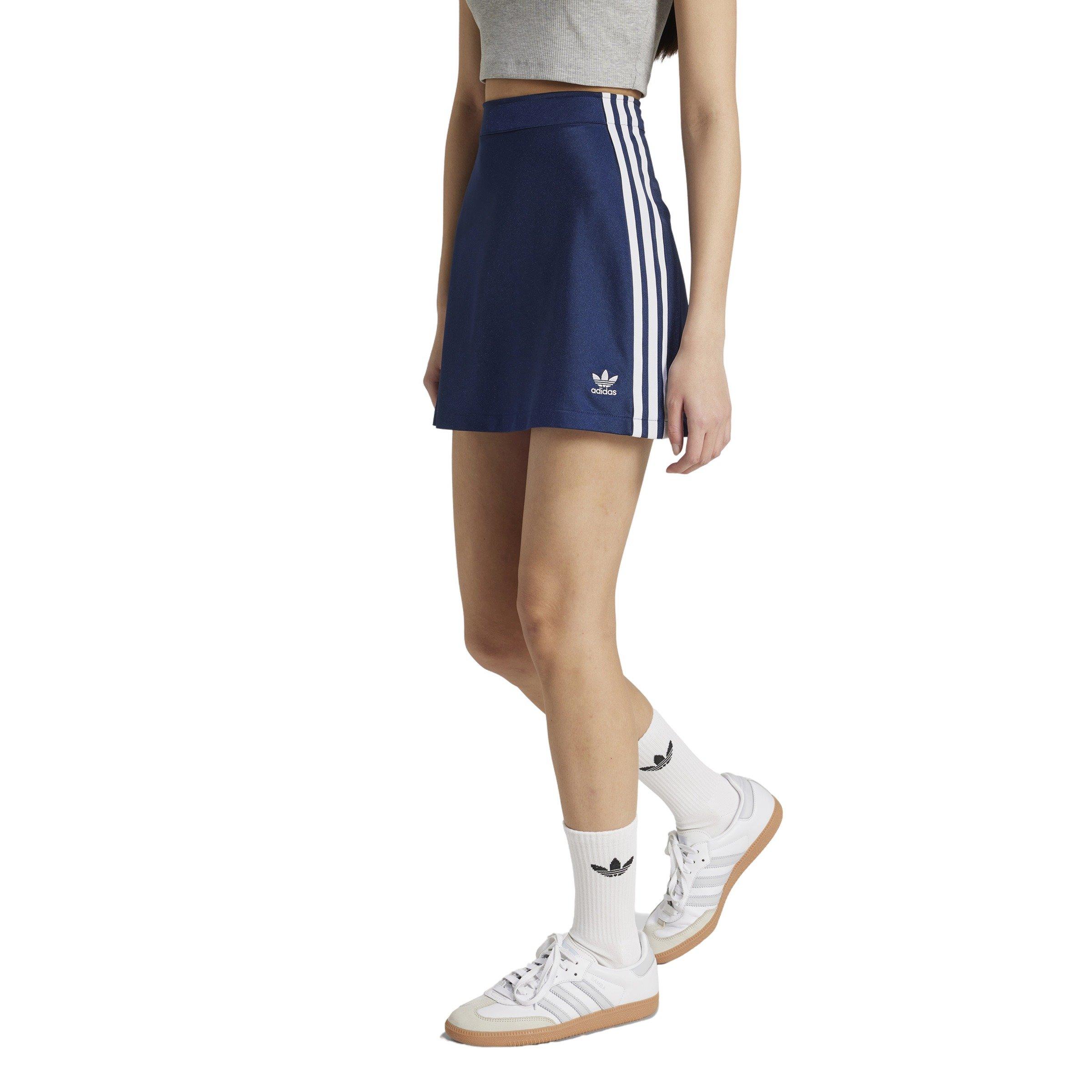 adidas Originals Women's Adicolor 3-Stripes Mini Skirt -Blue - BLUE