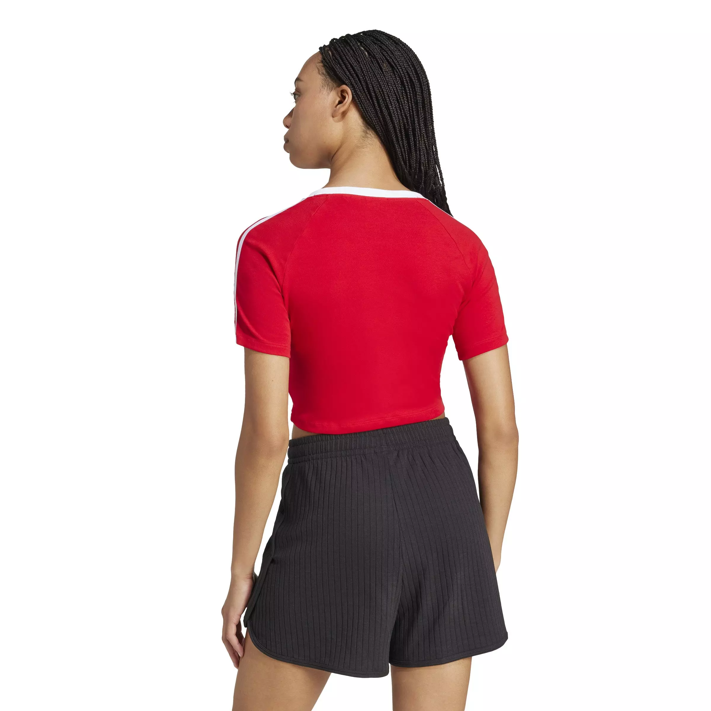 adidas Originals Women's 3-Stripes Baby T-Shirt -Red - RED