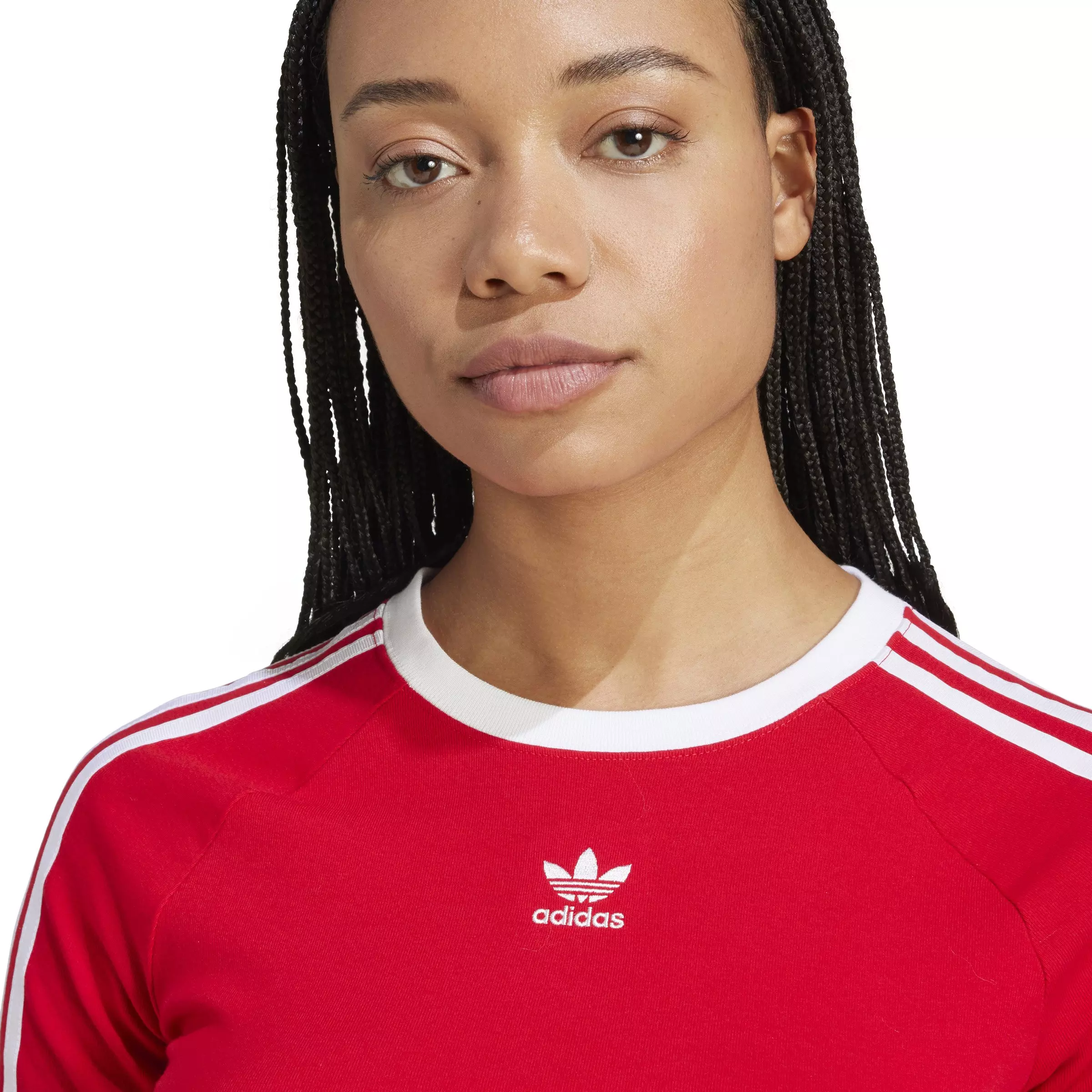 adidas Originals Women's 3-Stripes Baby T-Shirt -Red - RED