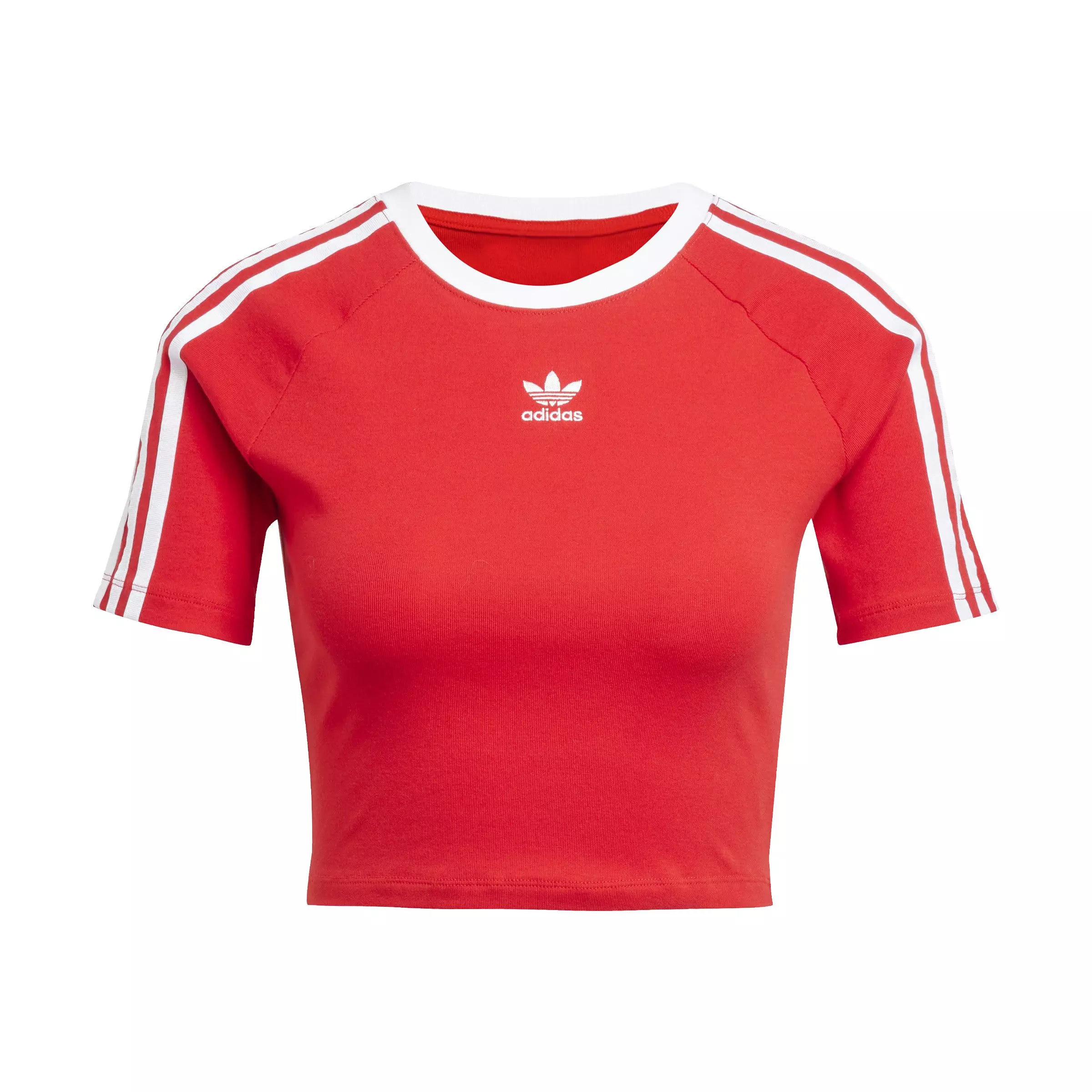 adidas Originals Women's 3-Stripes Baby T-Shirt -Red - RED