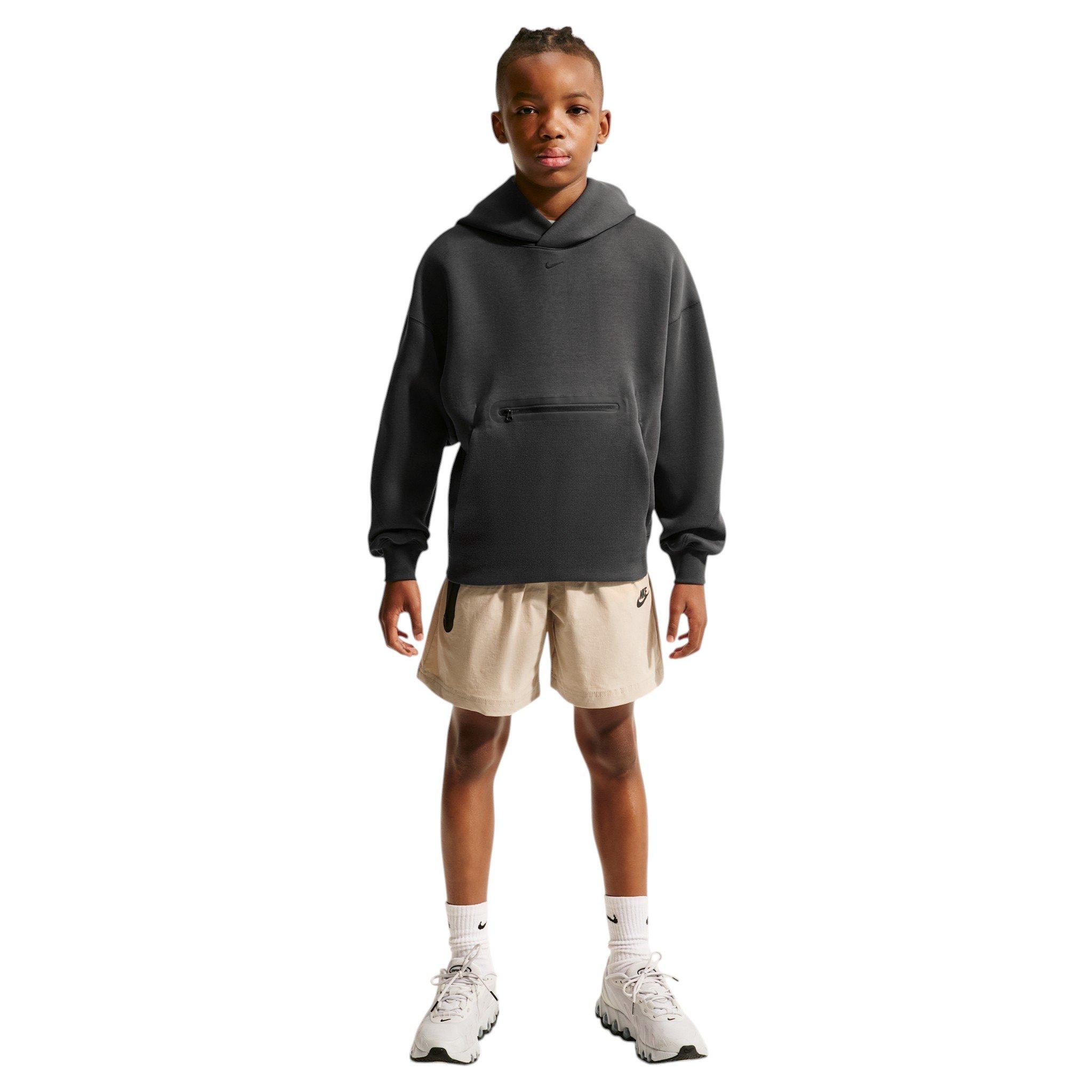 Nike Sportswear Tech Fleece Big Boys' Anthracite Grey Oversized Pullover Hoodie
