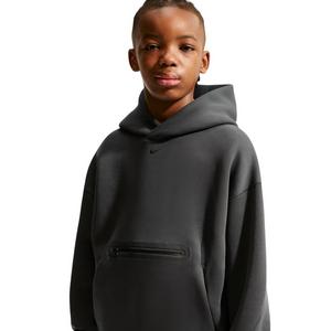 Nike Big Boys' Sportswear Tech Fleece Oversized Pullover Hoodie - Anthracite Grey
