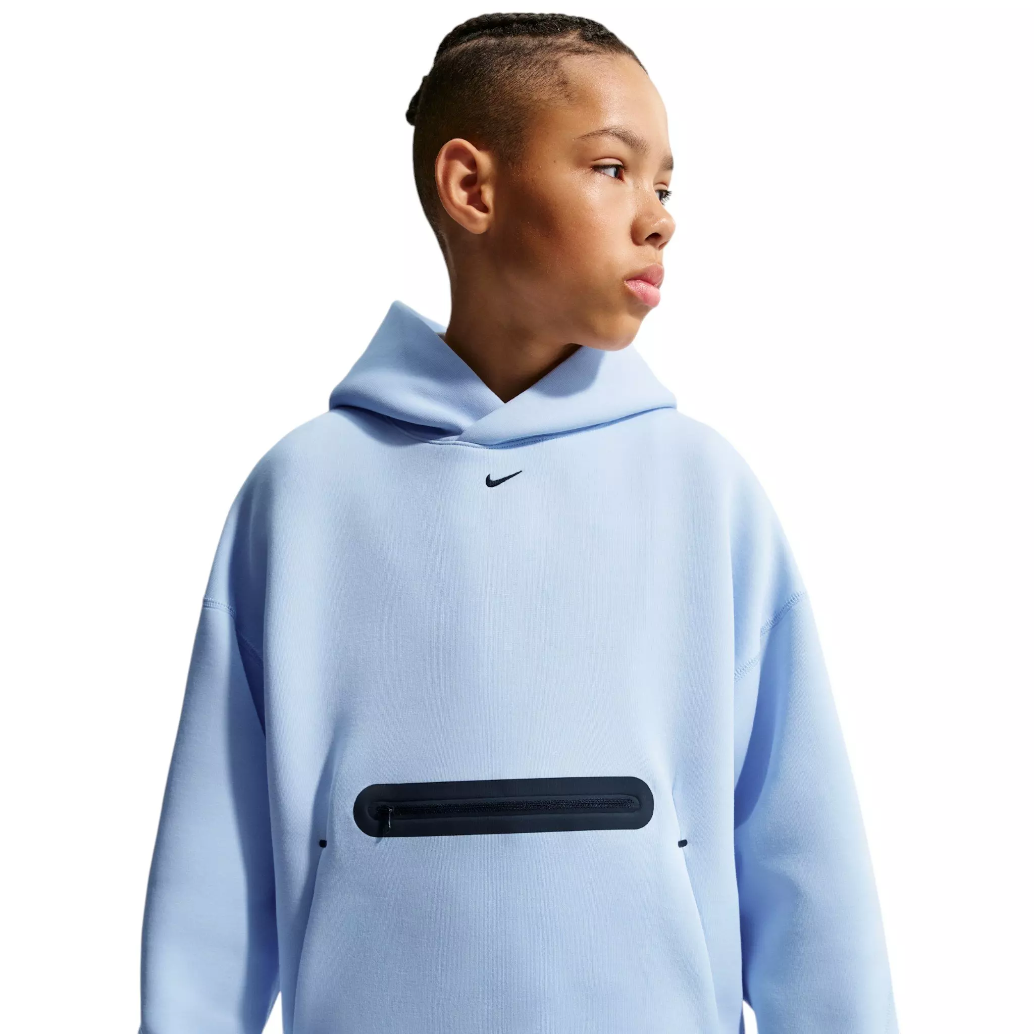 Nike Big Boys' Sportswear Tech Fleece Oversized Pullover Hoodie - Lt Blue - LT BLUE