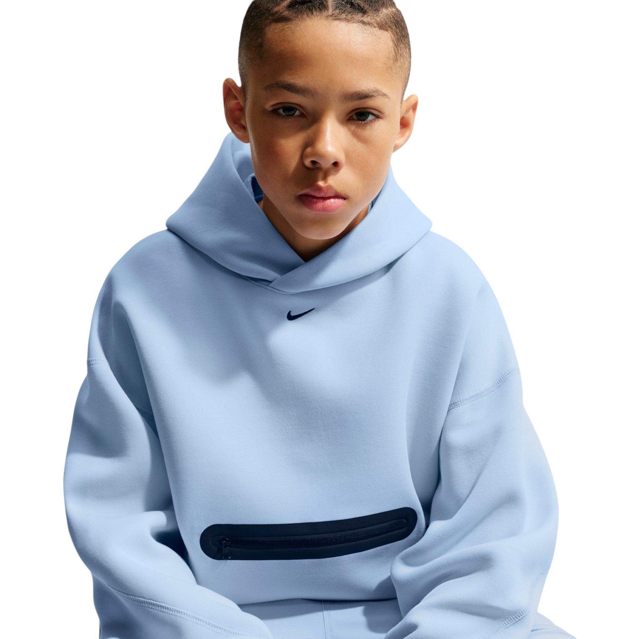 Nike Big Boys' Sportswear Tech Fleece Oversized Pullover Hoodie - Lt Blue - LT BLUE Thumbnail View 3
