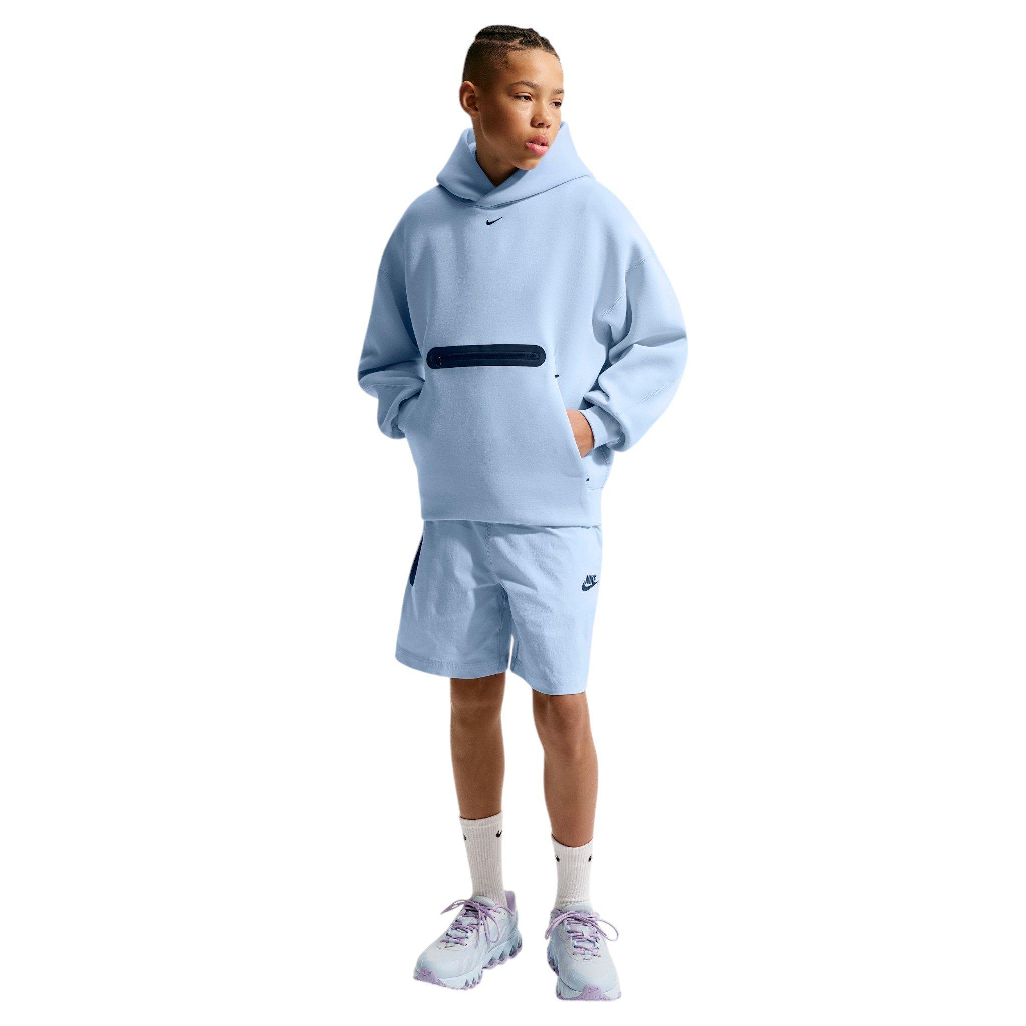 Nike Big Boys' Sportswear Tech Fleece Oversized Pullover Hoodie - Lt Blue - LT BLUE Thumbnail View 4