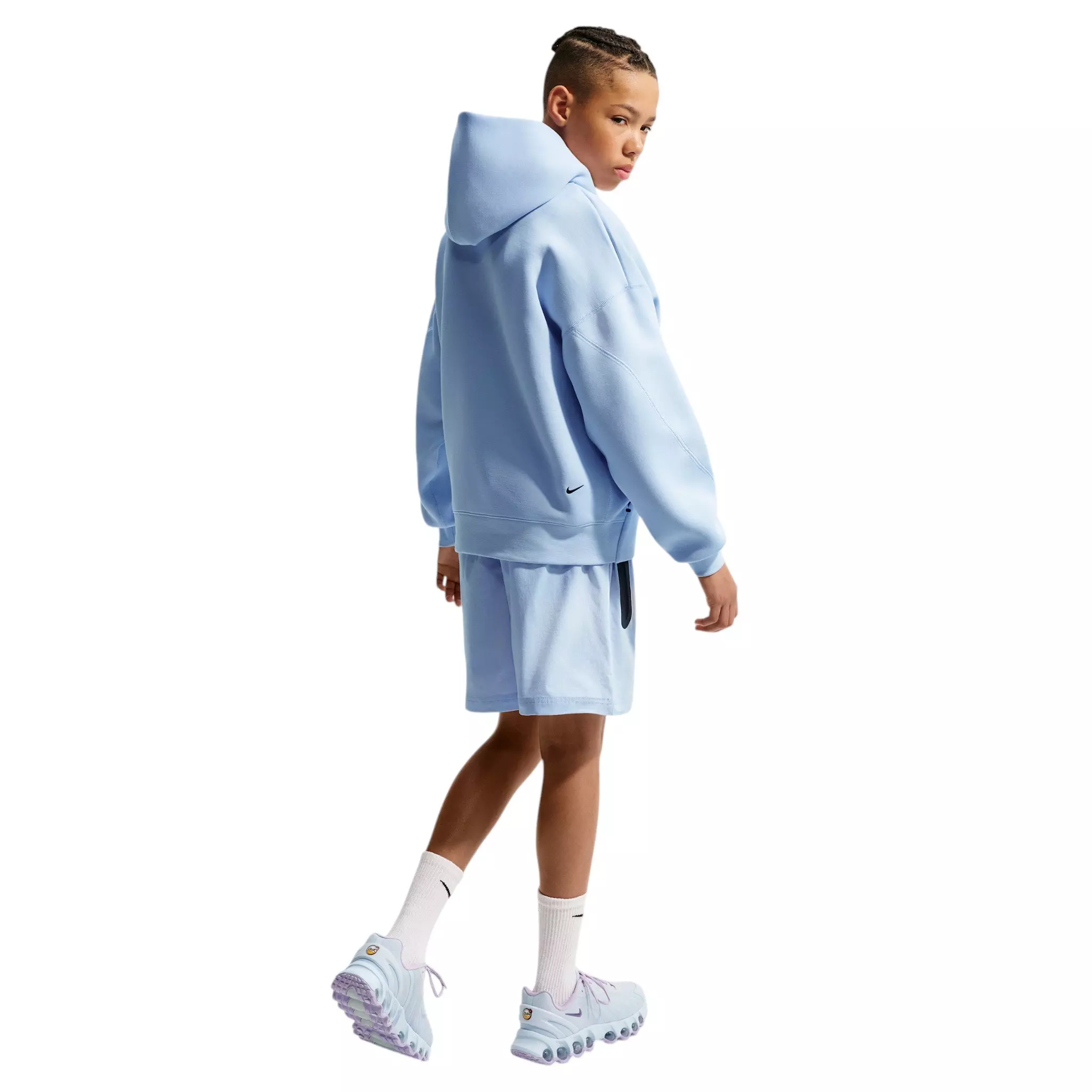 Nike Big Boys' Sportswear Tech Fleece Oversized Pullover Hoodie - Lt Blue - LT BLUE