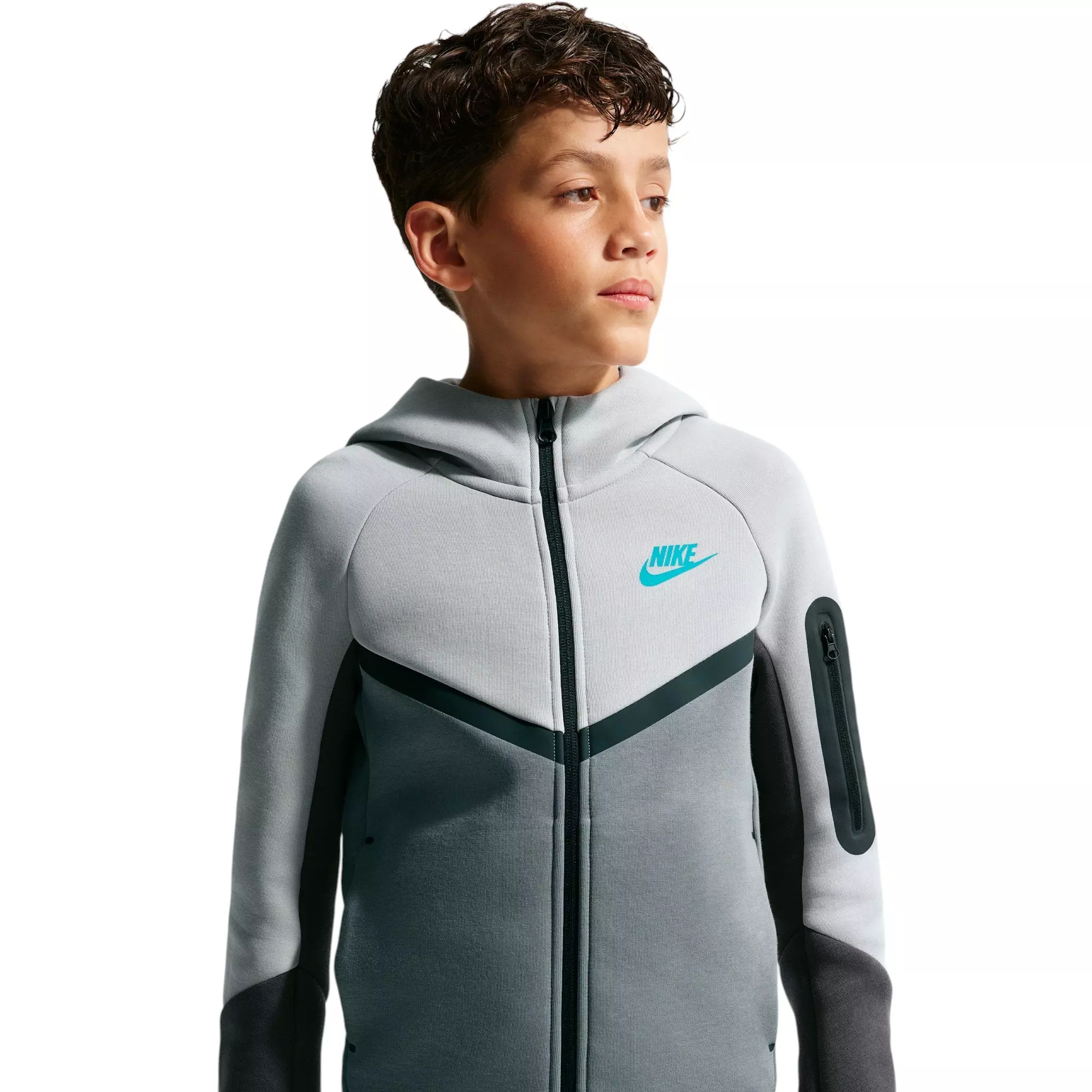 Nike Big Kids' Sportswear Tech Fleece Full-Zip Jacket - Lt Smoke Grey/Anthracite - LT SMOKE GREY/ANTHRACITE