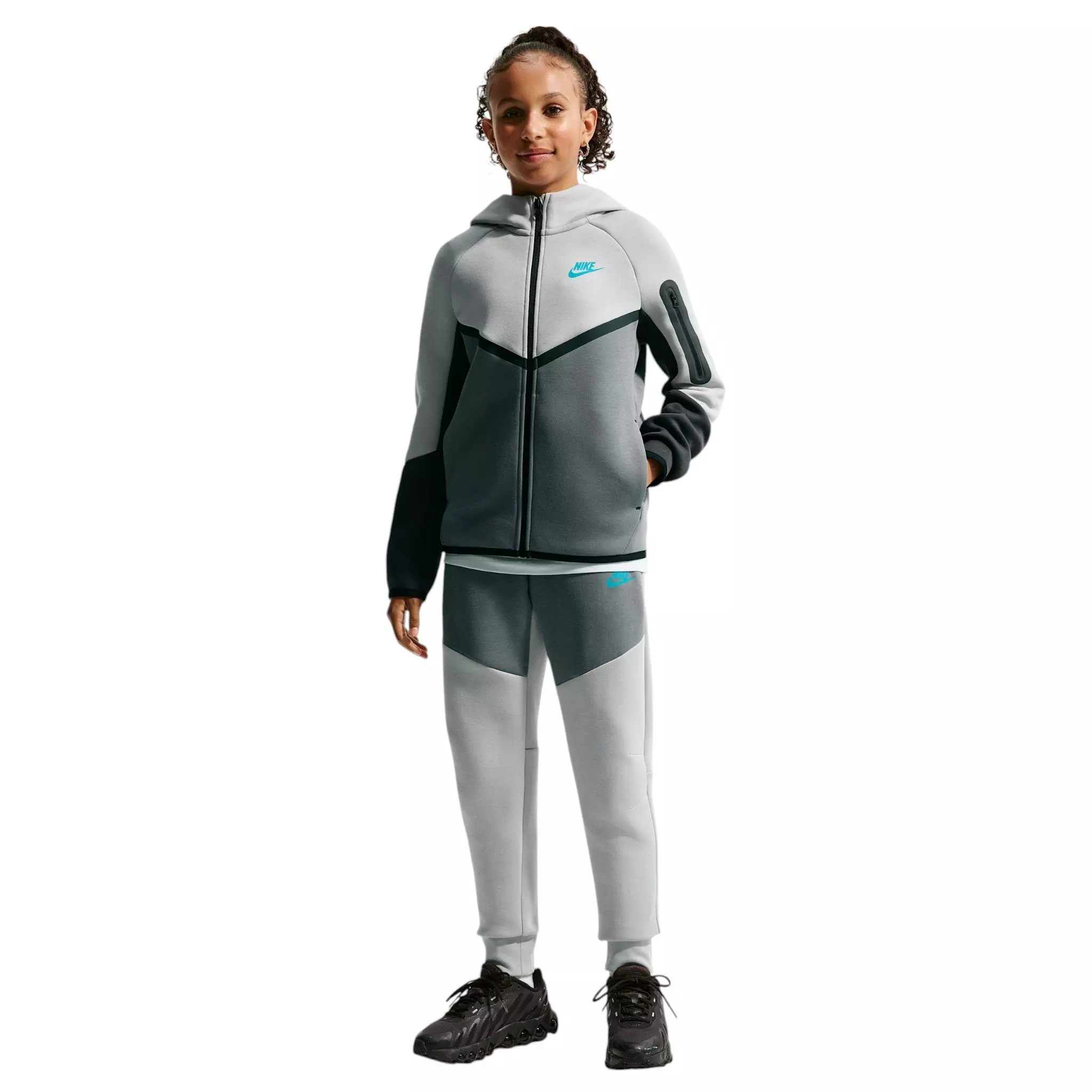 Nike Big Kids' Sportswear Tech Fleece Full-Zip Jacket - Lt Smoke Grey/Anthracite - LT SMOKE GREY/ANTHRACITE