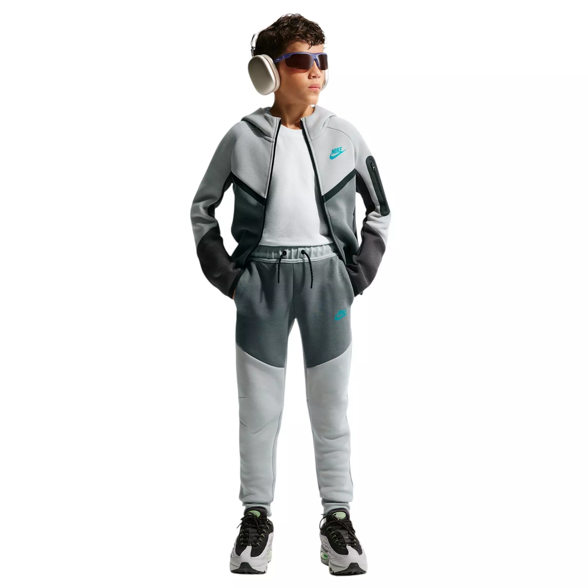 Nike Big Kids' Sportswear Tech Fleece Full-Zip Jacket - Lt Smoke Grey/Anthracite - LT SMOKE GREY/ANTHRACITE
