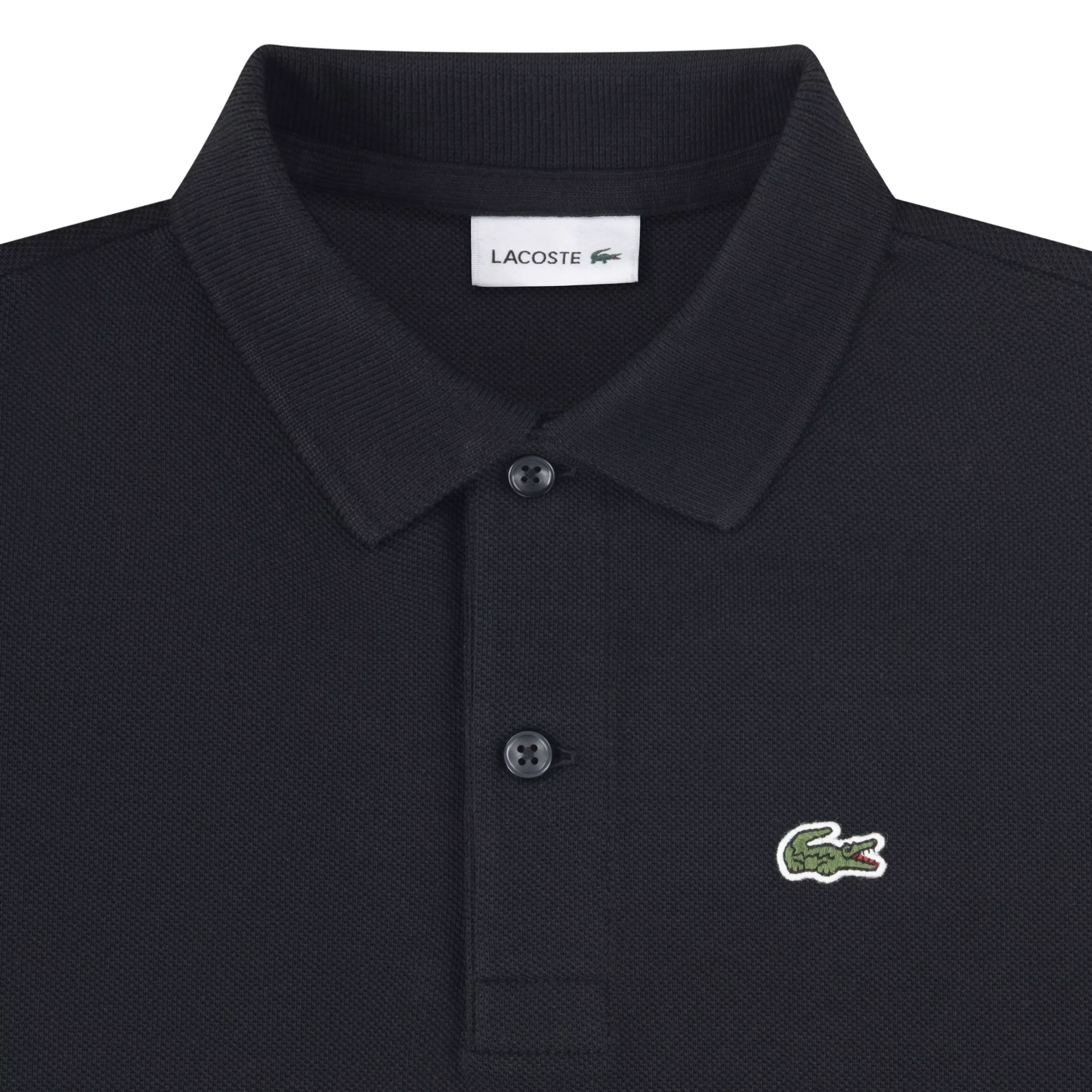 Lacoste Big Boys' Non-Organic Petit Pique Polo -Black - BLACK