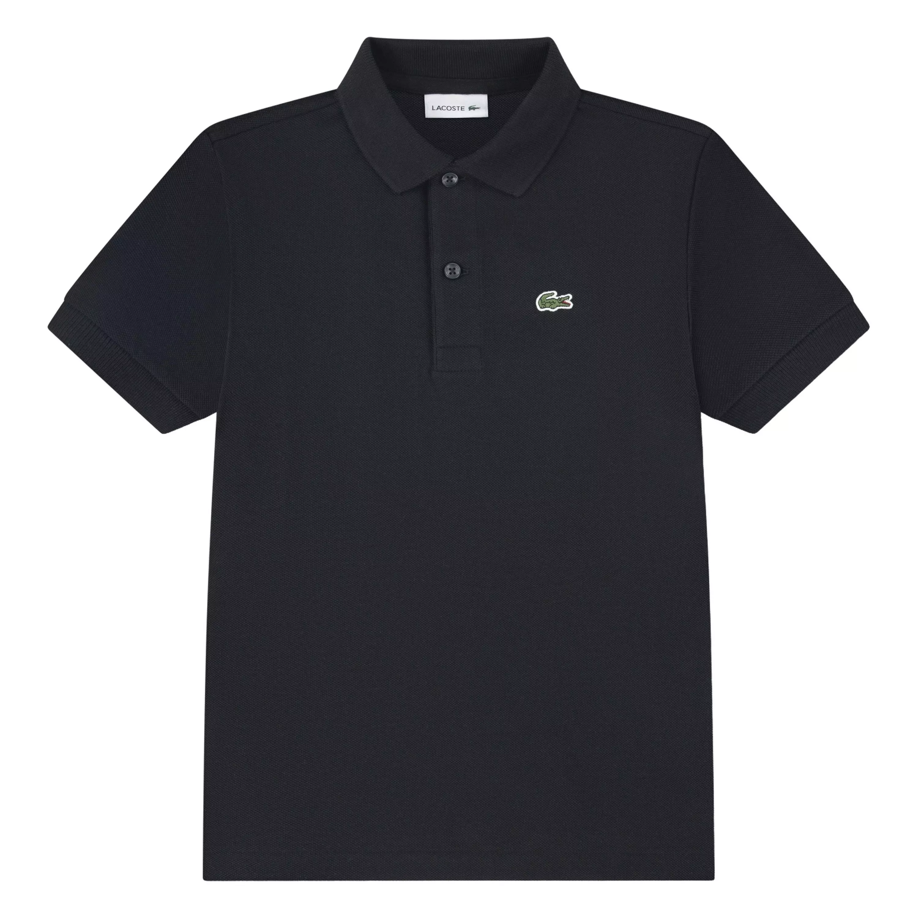 Lacoste Big Boys' Non-Organic Petit Pique Polo -Black - BLACK