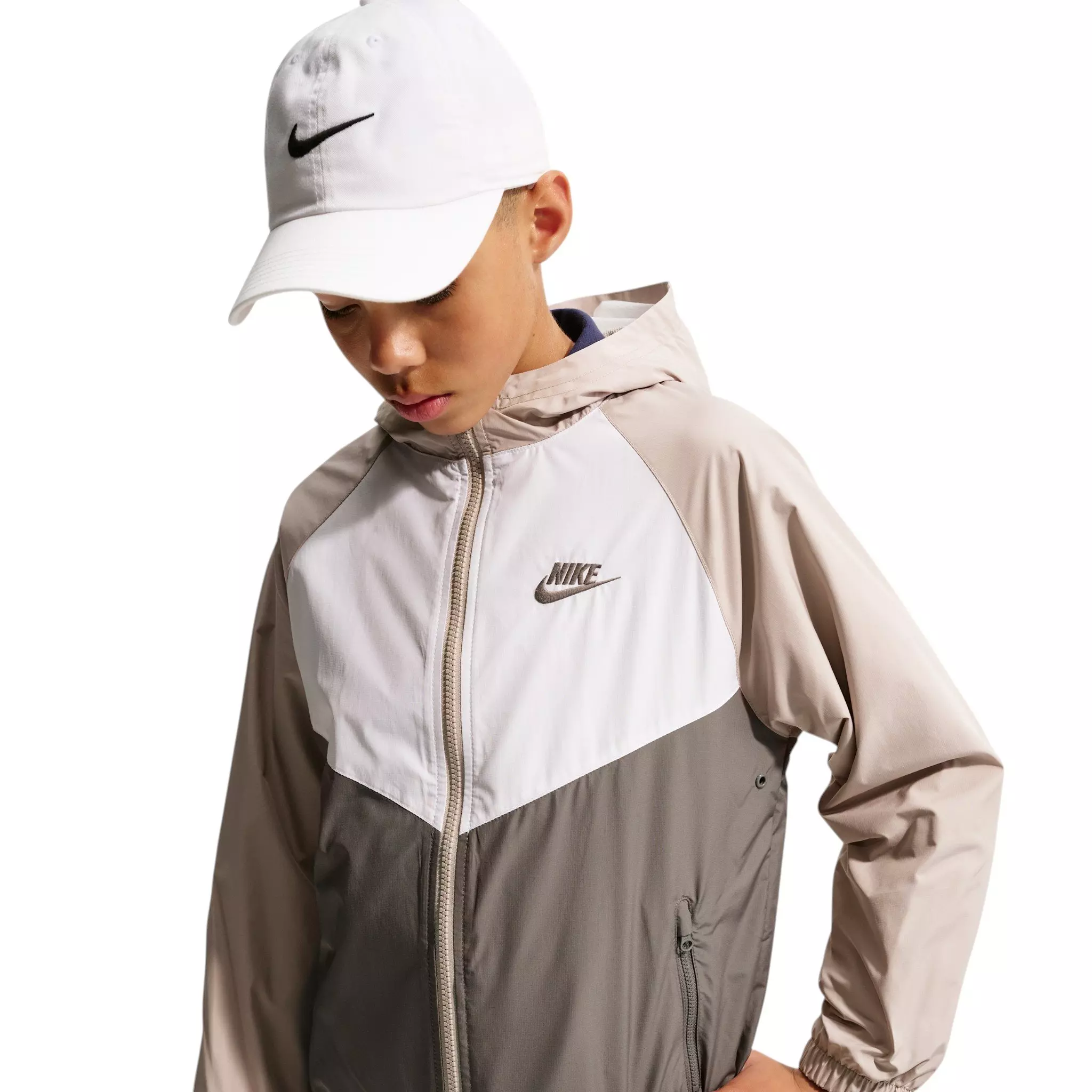 Nike Big Kids' Sportswear Windrunner Hooded Repel Jacket - Brown - BROWN