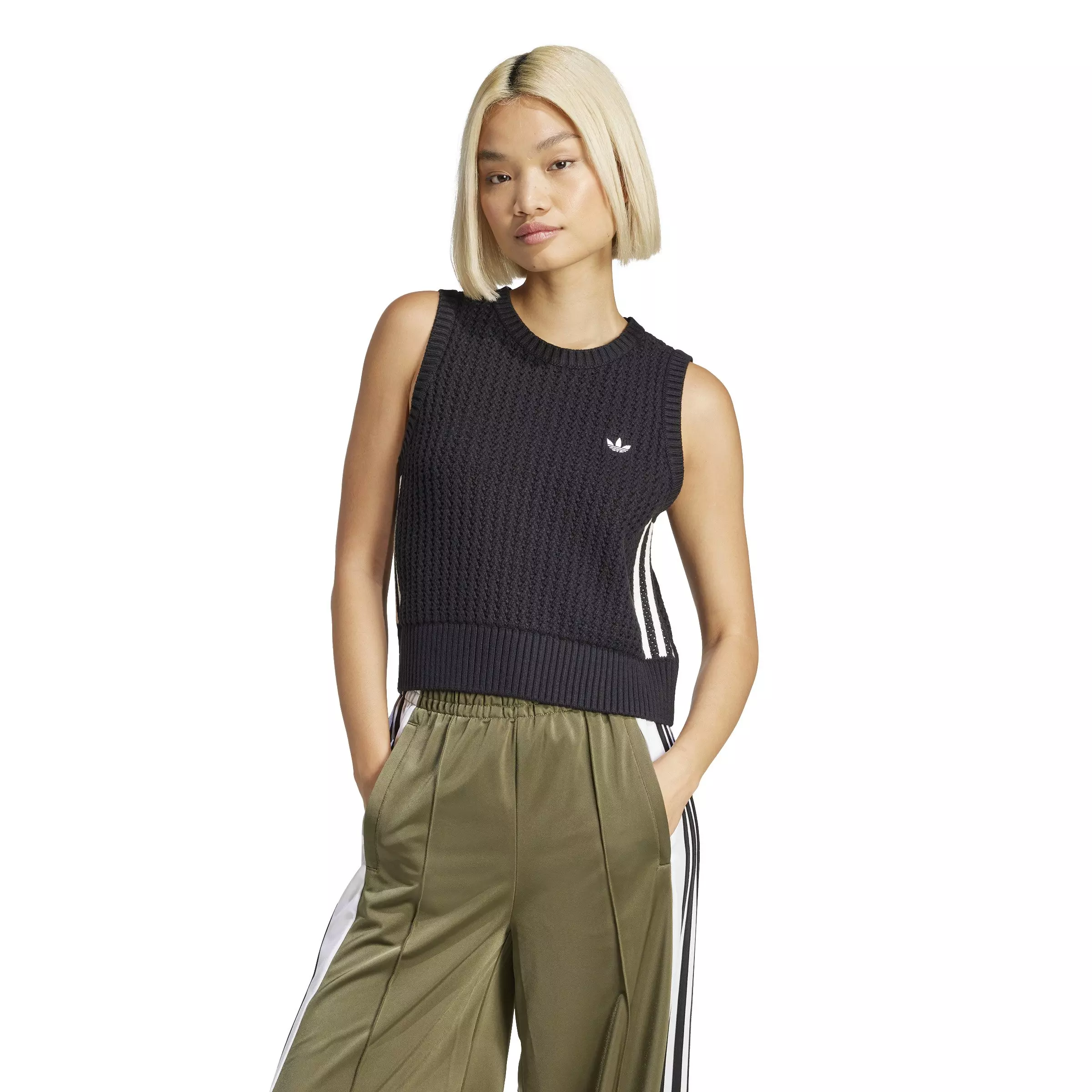 adidas Originals Women's Adicolor Knitted Vest -Black - BLACK