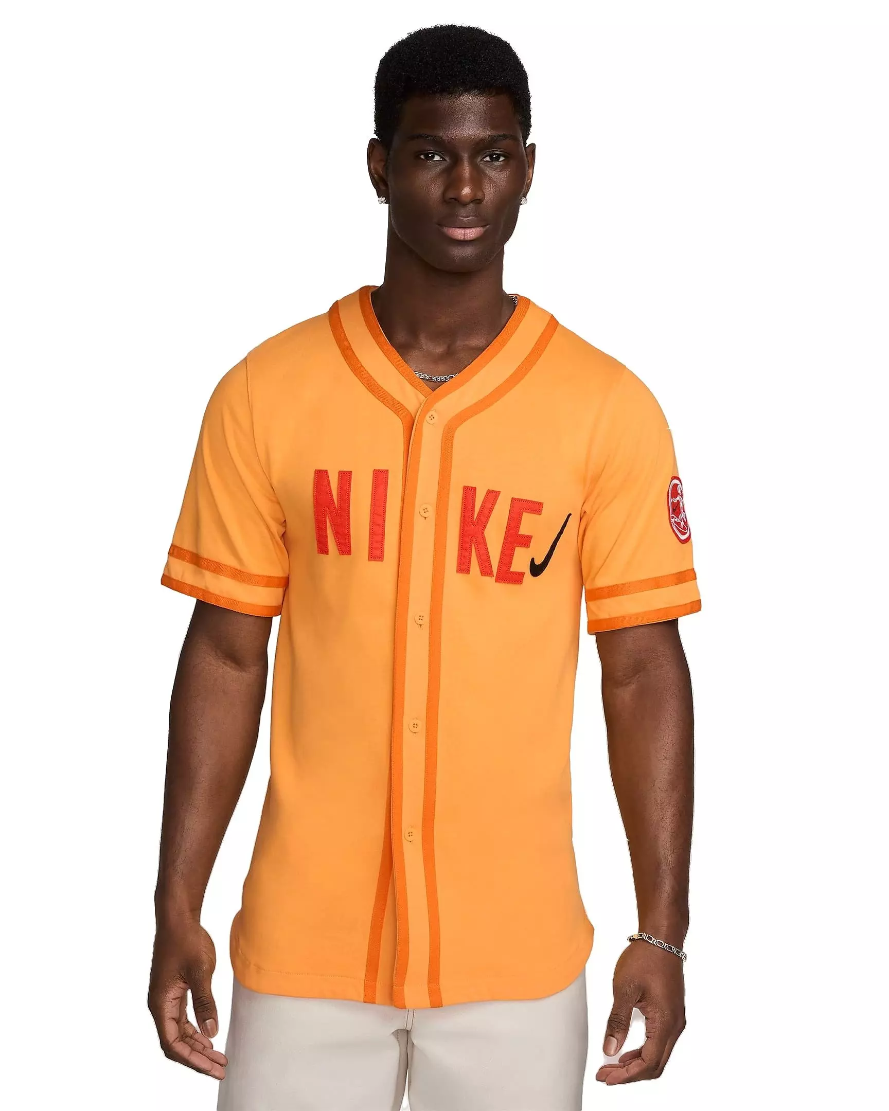 Nike Men's Sportswear Baseball Jersey - Orange - ORANGE