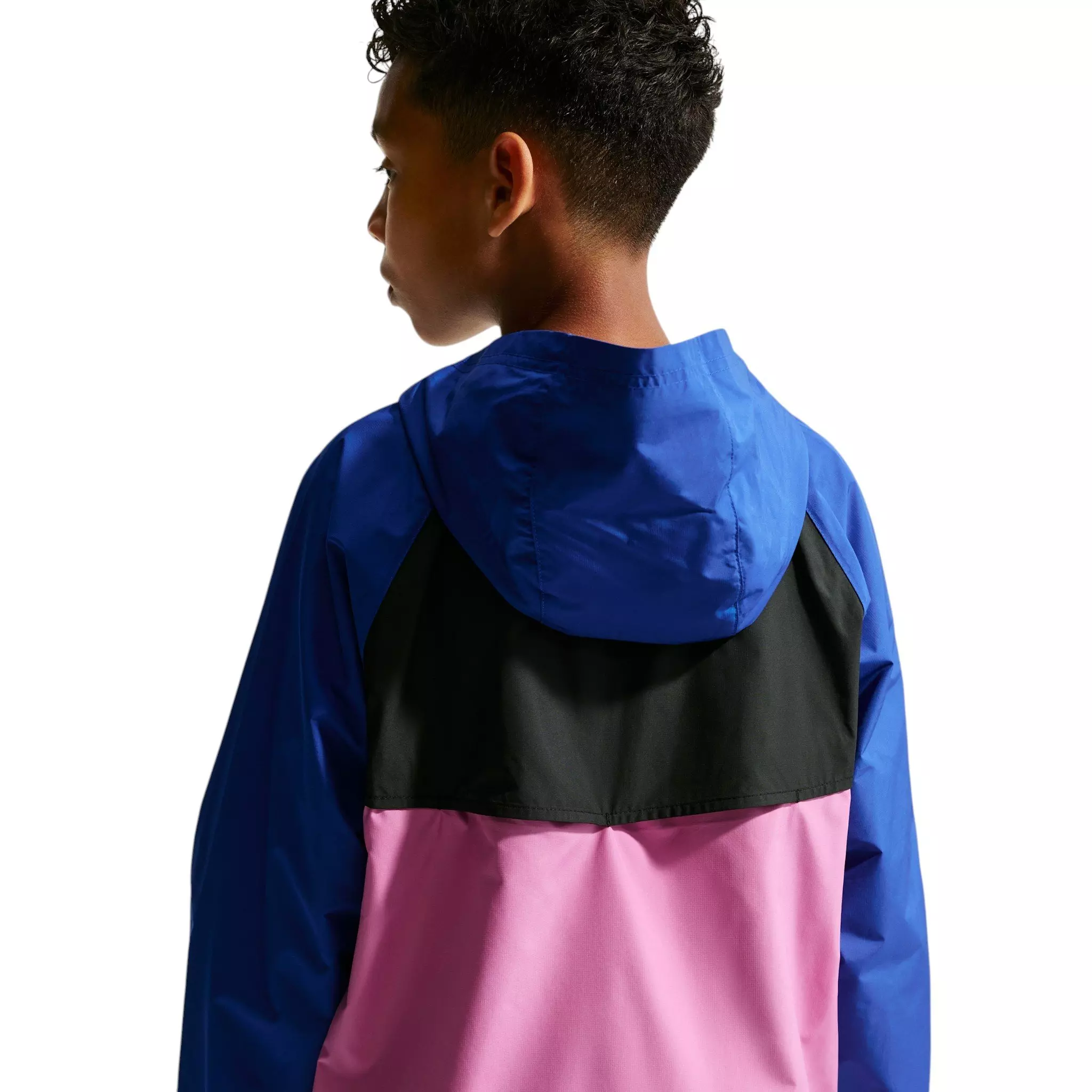 Nike Big Kids' Sportswear Windrunner Hooded Repel Jacket - Blue/Black/Pink - BLUE/BLACK/PINK