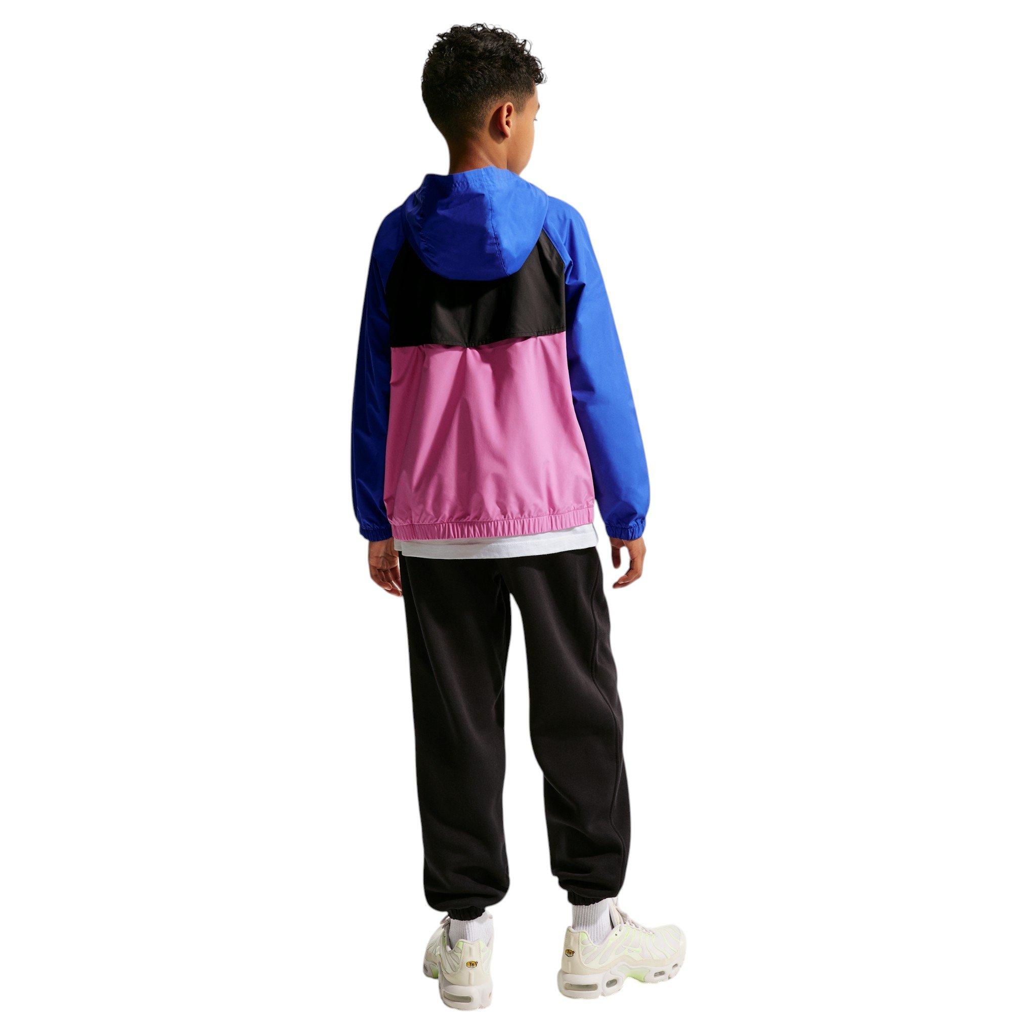 Nike Big Kids' Sportswear Windrunner Hooded Repel Jacket - Blue/Black/Pink - BLUE/BLACK/PINK Thumbnail View 5