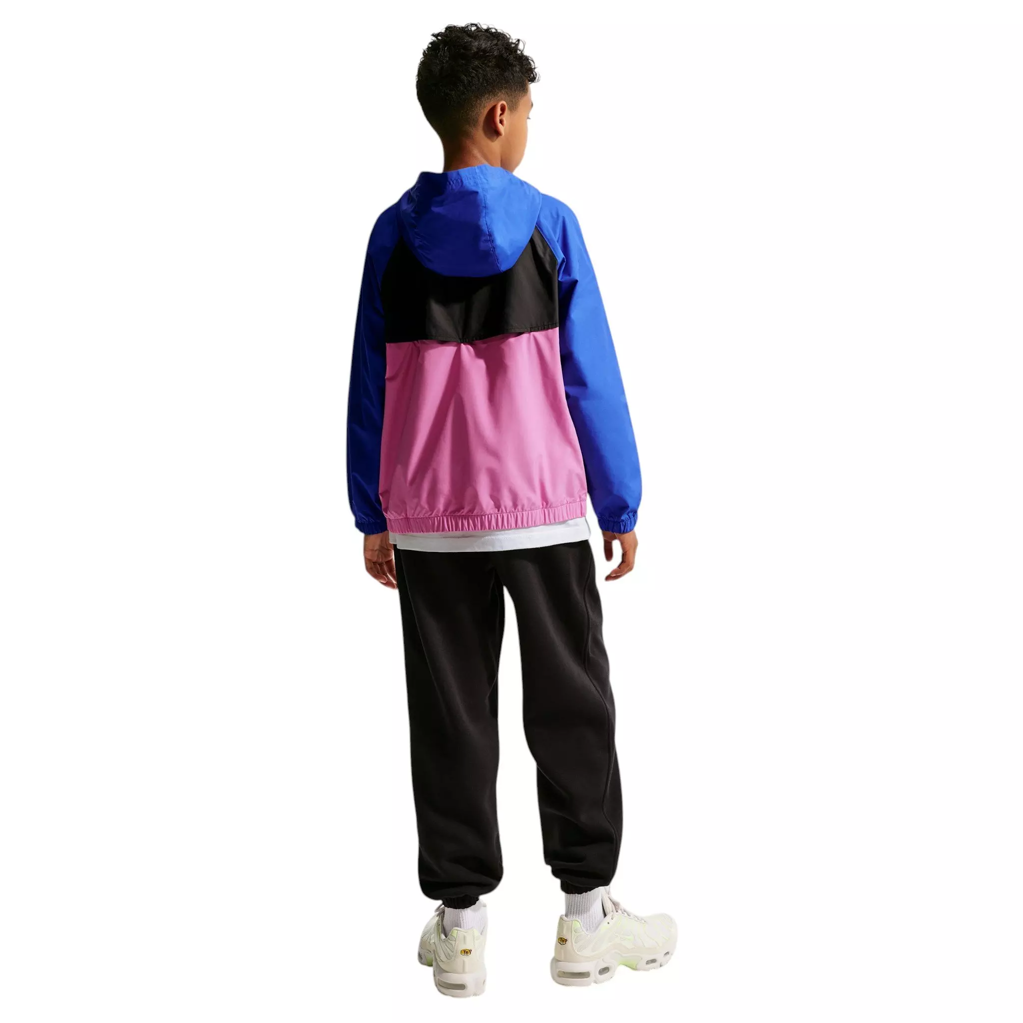Nike Big Kids' Sportswear Windrunner Hooded Repel Jacket - Blue/Black/Pink - BLUE/BLACK/PINK