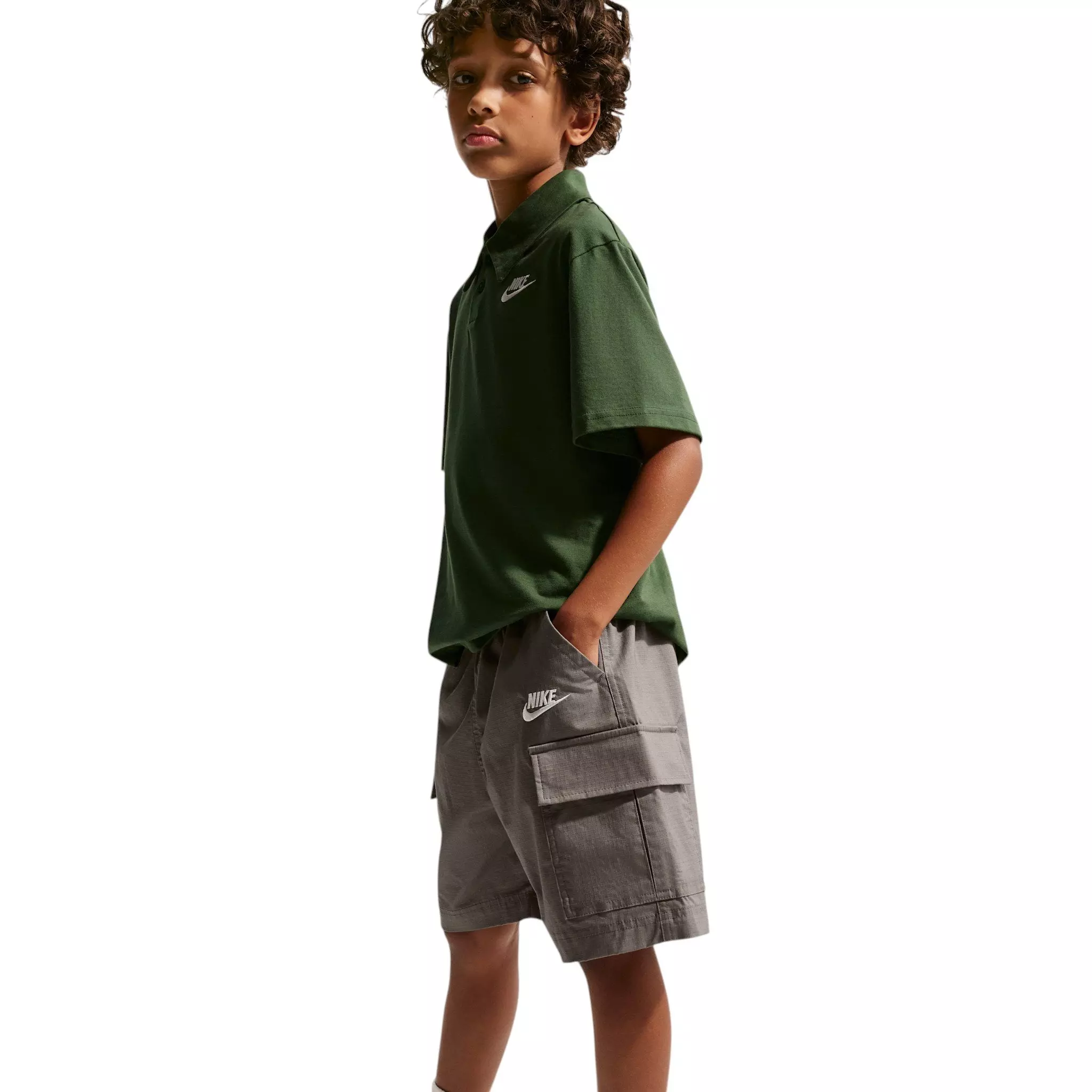 Nike Big Kids' Sportswear Club Woven Cargo Shorts - Cave Stone - CAVE STONE