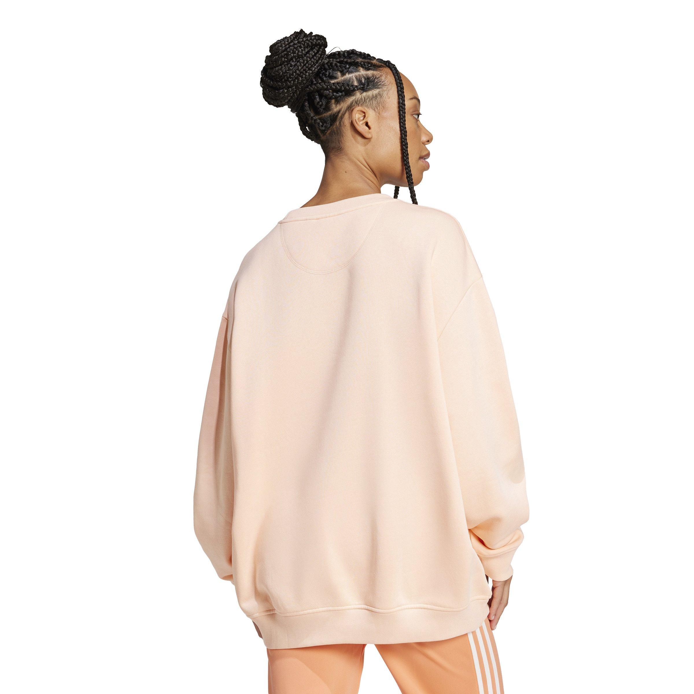 adidas Originals Essentials Fleece Long Oversized Women's Pink Crew Sweatshirt