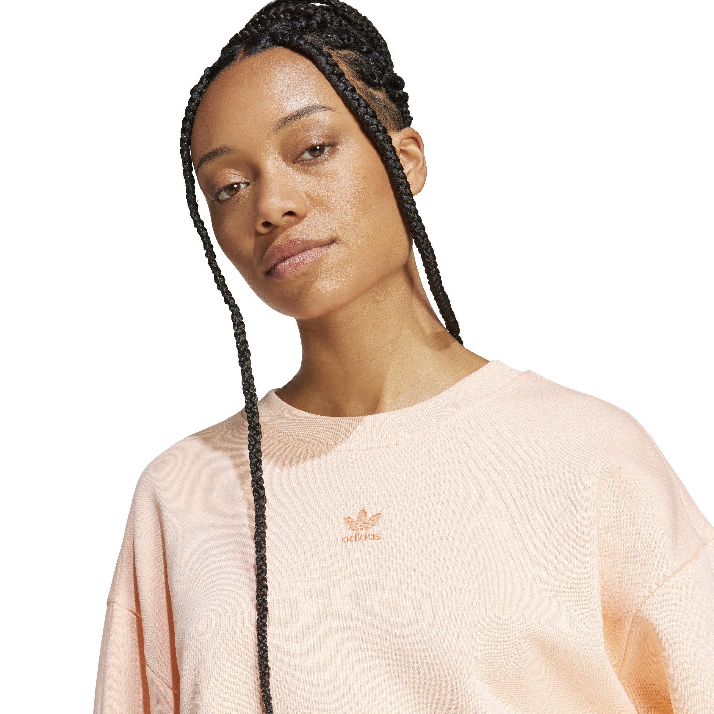 adidas Originals Essentials Fleece Long Oversized Women's Pink Crew Sweatshirt