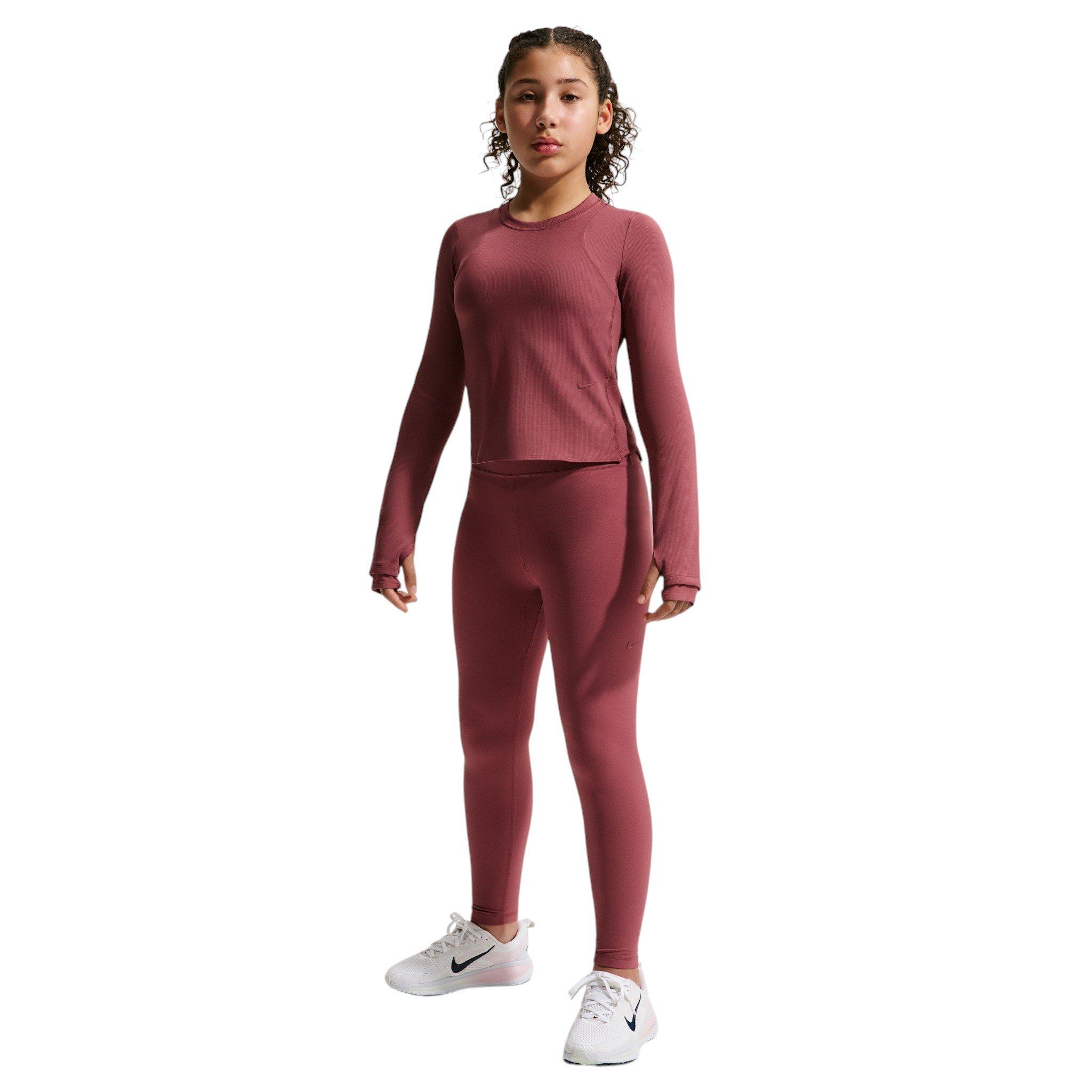 Nike Big Girls' MAVN Dri-FIT High-Rise Leggings - Pink Smoke - PINK SMOKE Thumbnail View 4