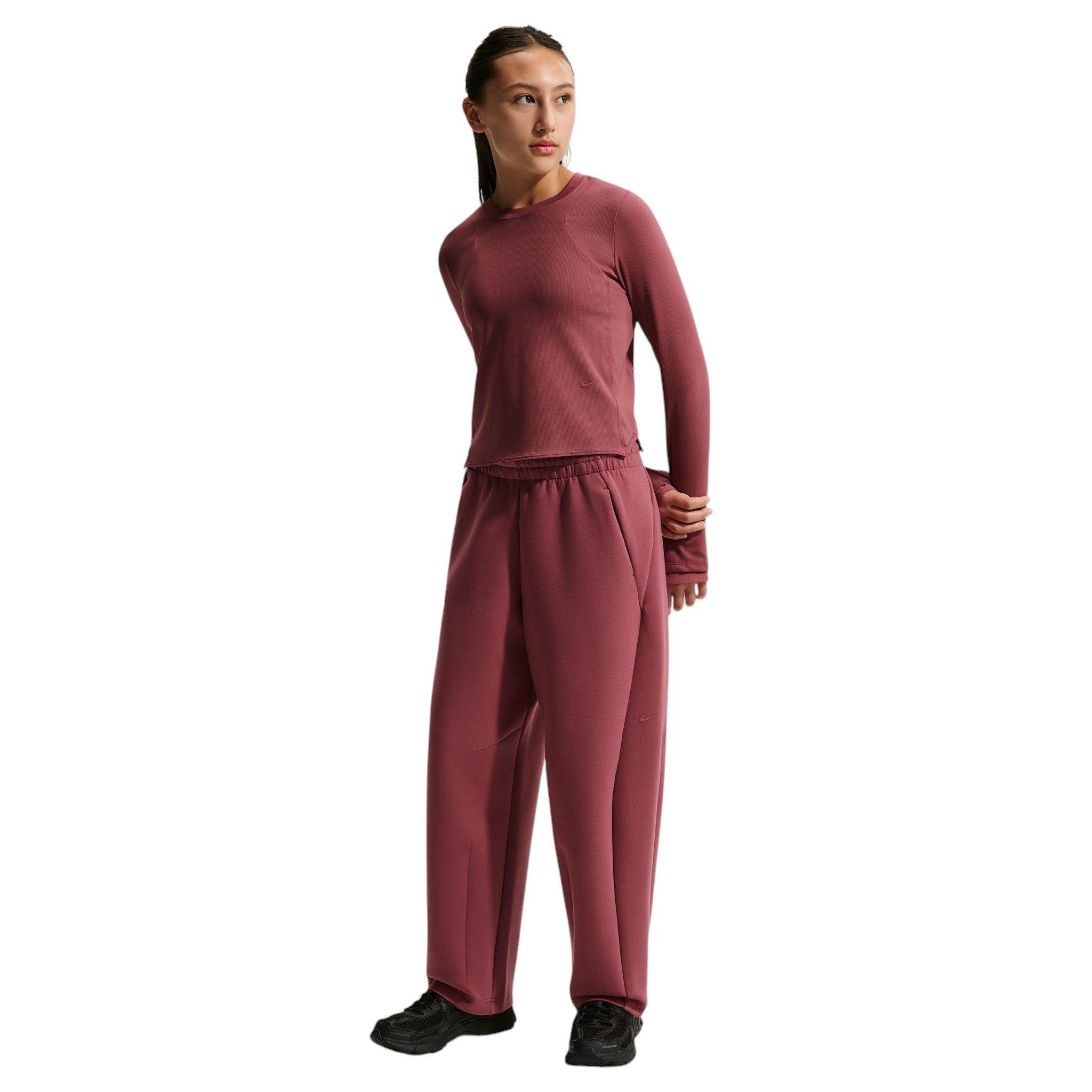 Nike MAVN High-Rise Therma-FIT Big Girls' Pink Smoke Knit Pants