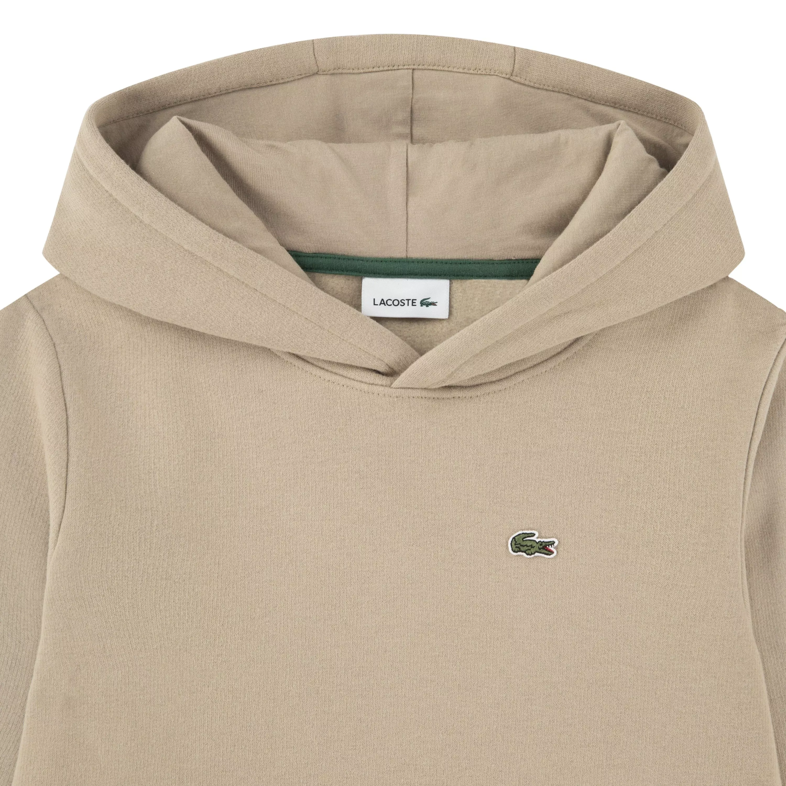 Lacoste Big Boys' Core Fleece Pullover Hoodie -Beige - BEIGE