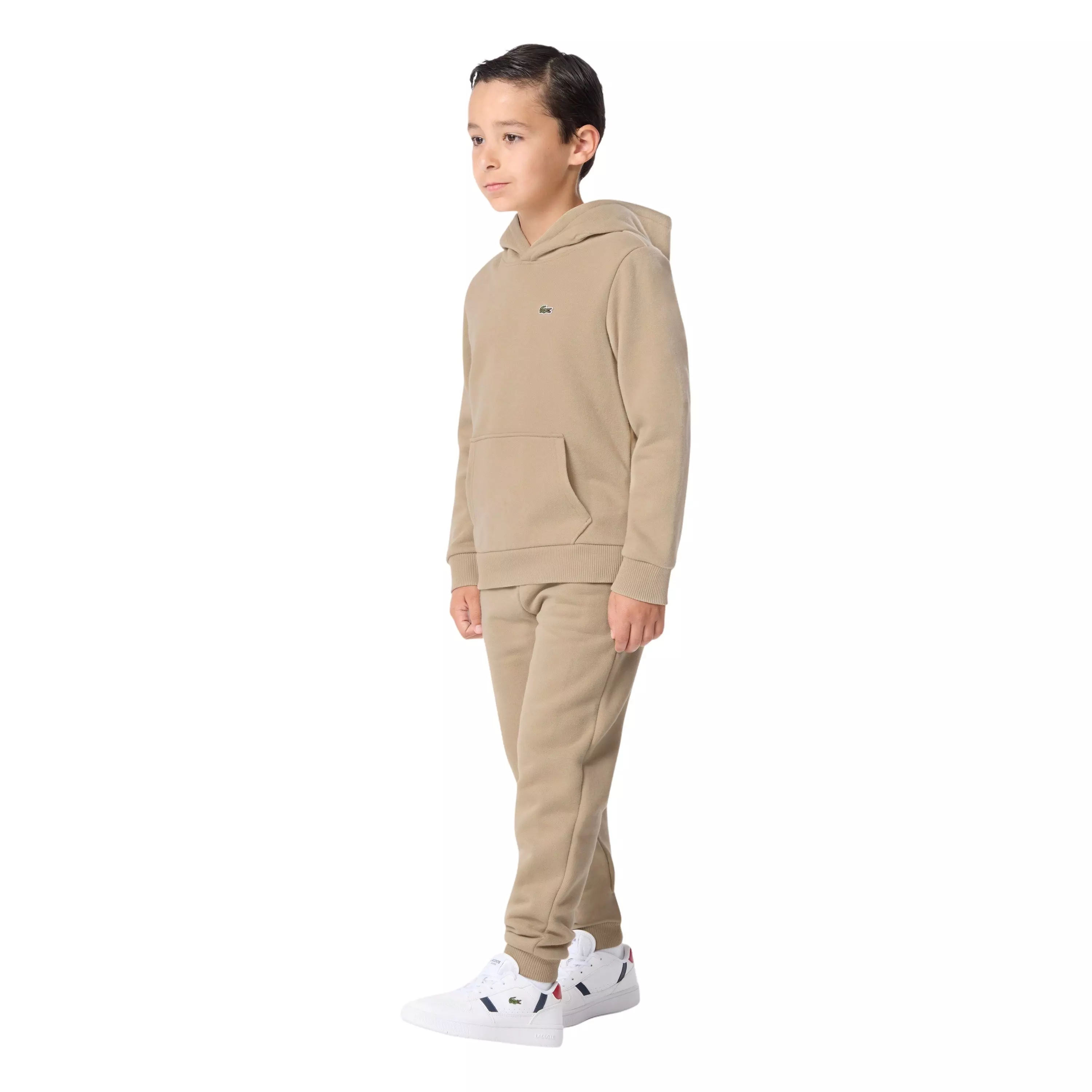 Lacoste Big Boys' Core Fleece Pullover Hoodie - Beige - BEIGE