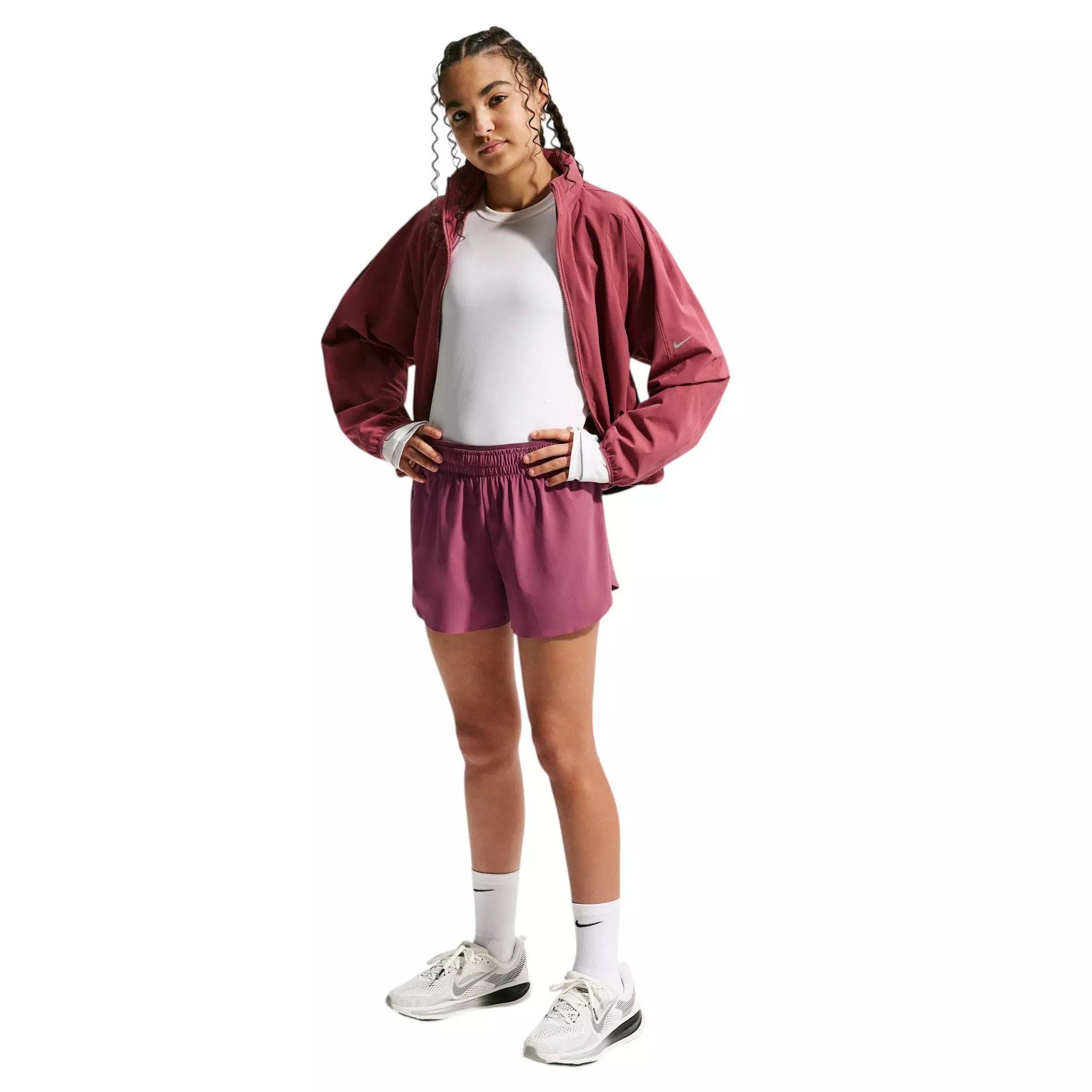 Nike Big Girls' MAVN Dri-FIT 3" mid-Rise Repel Running Shorts - Pink Smoke - PINK SMOKE