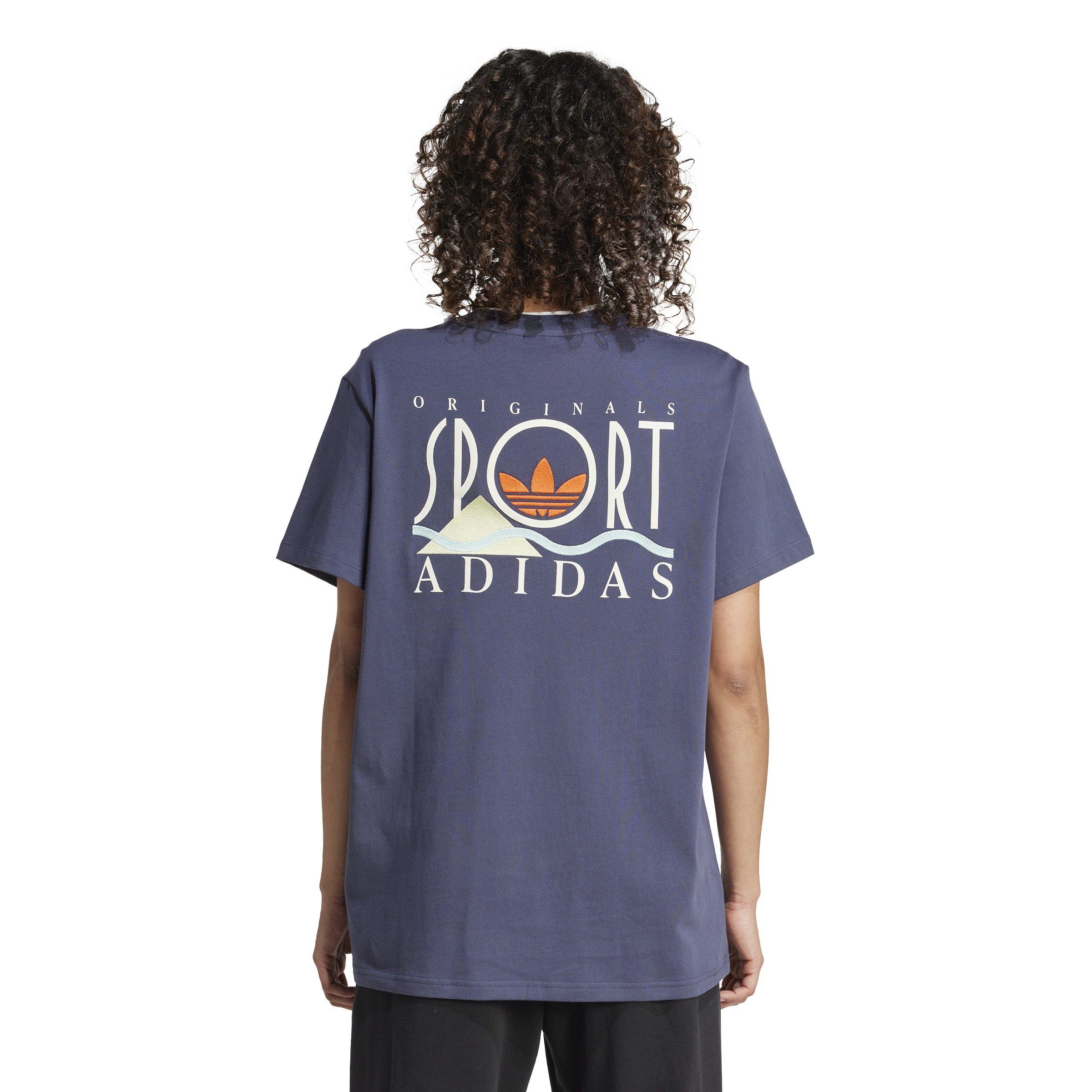 adidas Originals Women's Graphic adidas Sports Loose 3-Stripes ​Tee -Blue - BLUE Thumbnail View 2